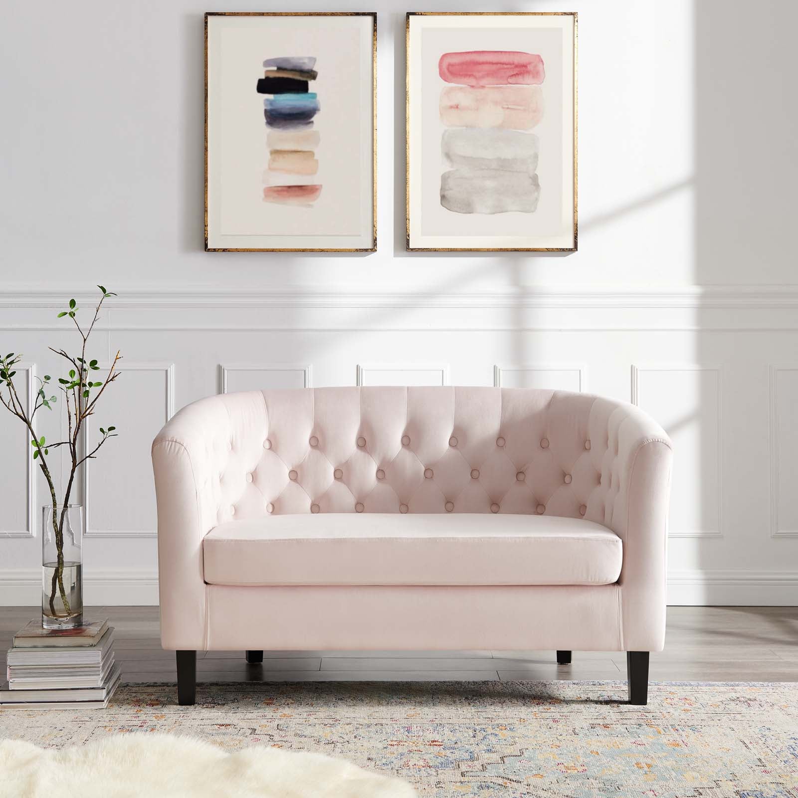 Modway Loveseats - Prospect Performance Velvet Loveseat Pink