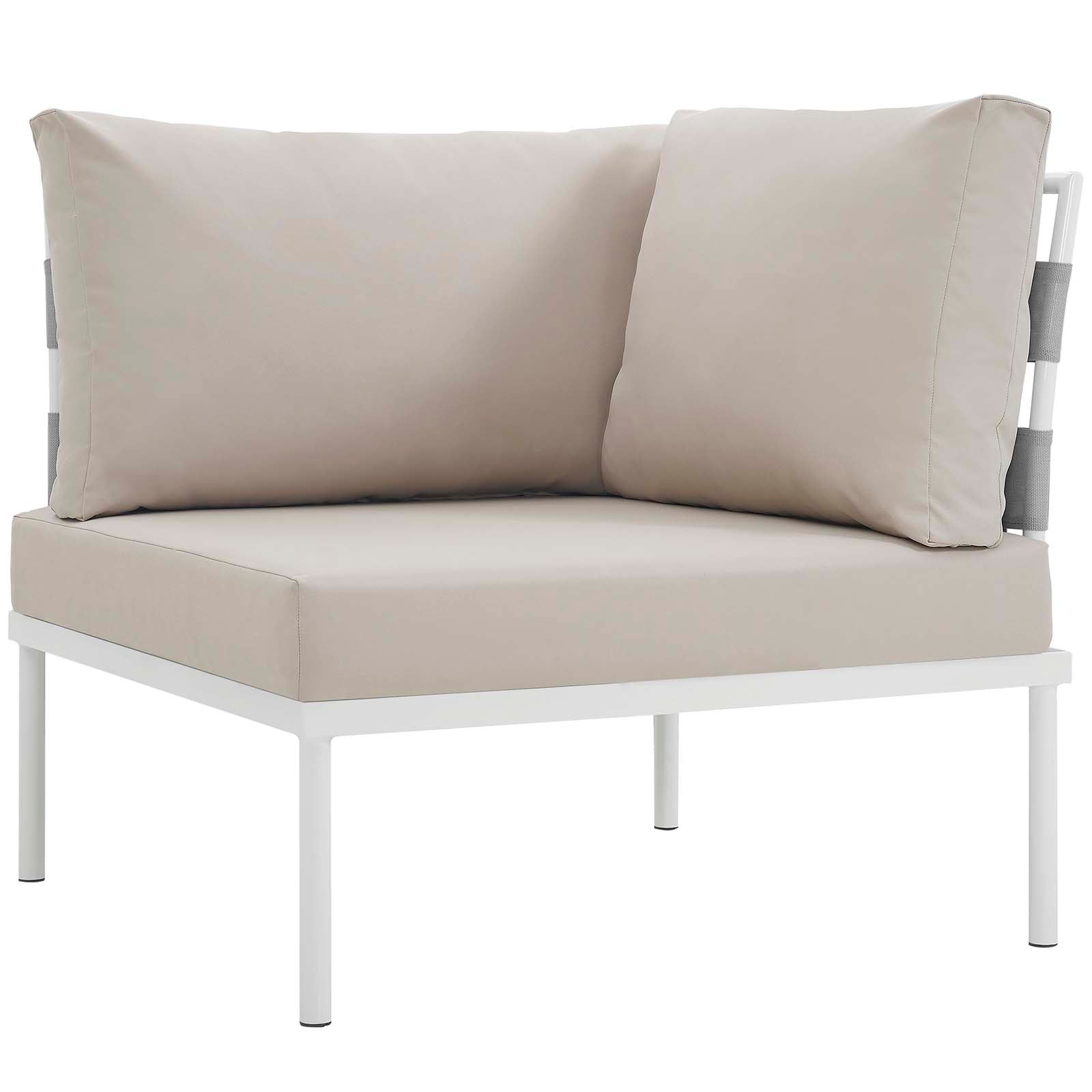 Modway Outdoor Conversation Sets - Harmony 10 Piece Outdoor Patio Aluminum Sectional Sofa Set White Beige