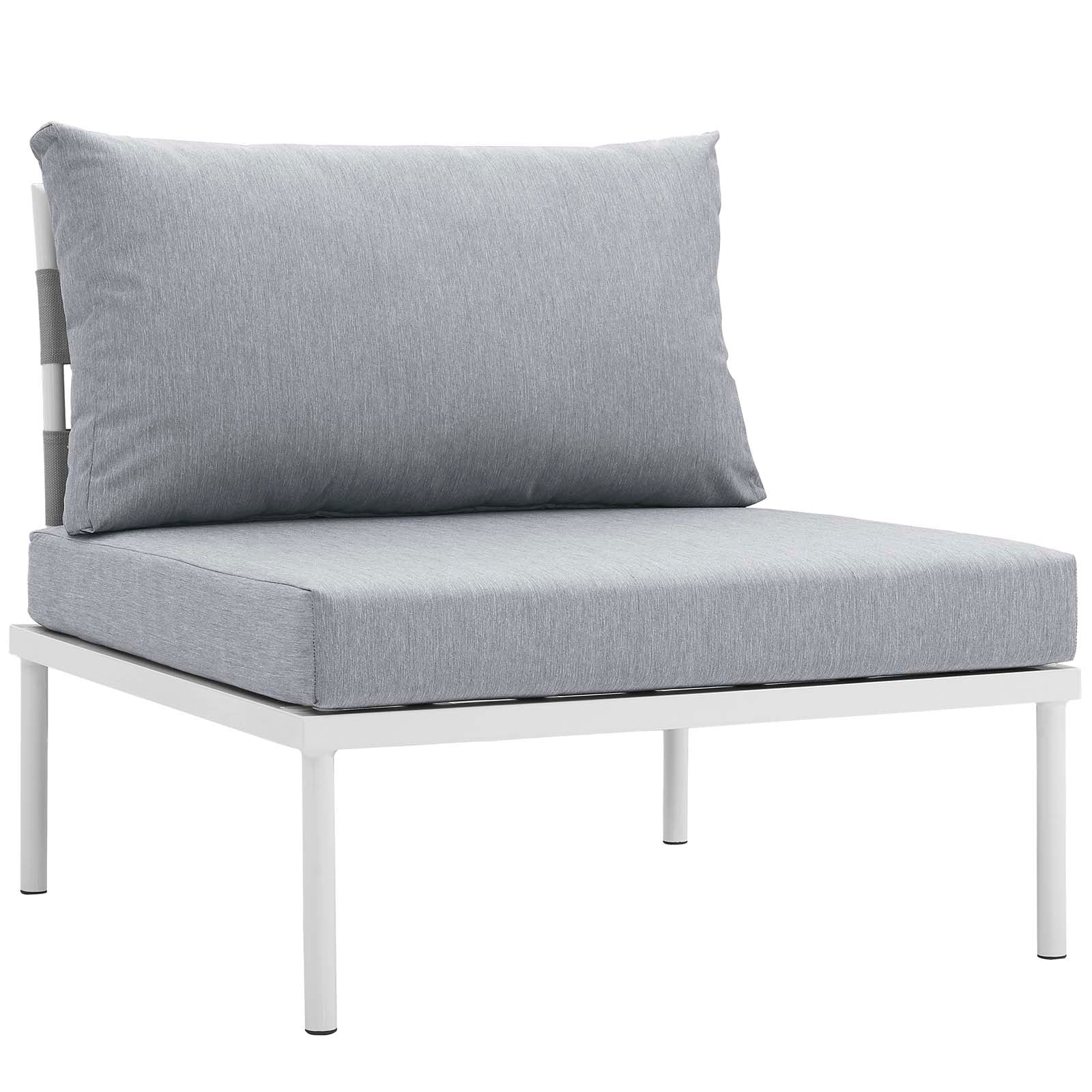 Modway Outdoor Conversation Sets - Harmony 132" 7 Piece Outdoor Patio Aluminum Sectional Sofa Set White Gray