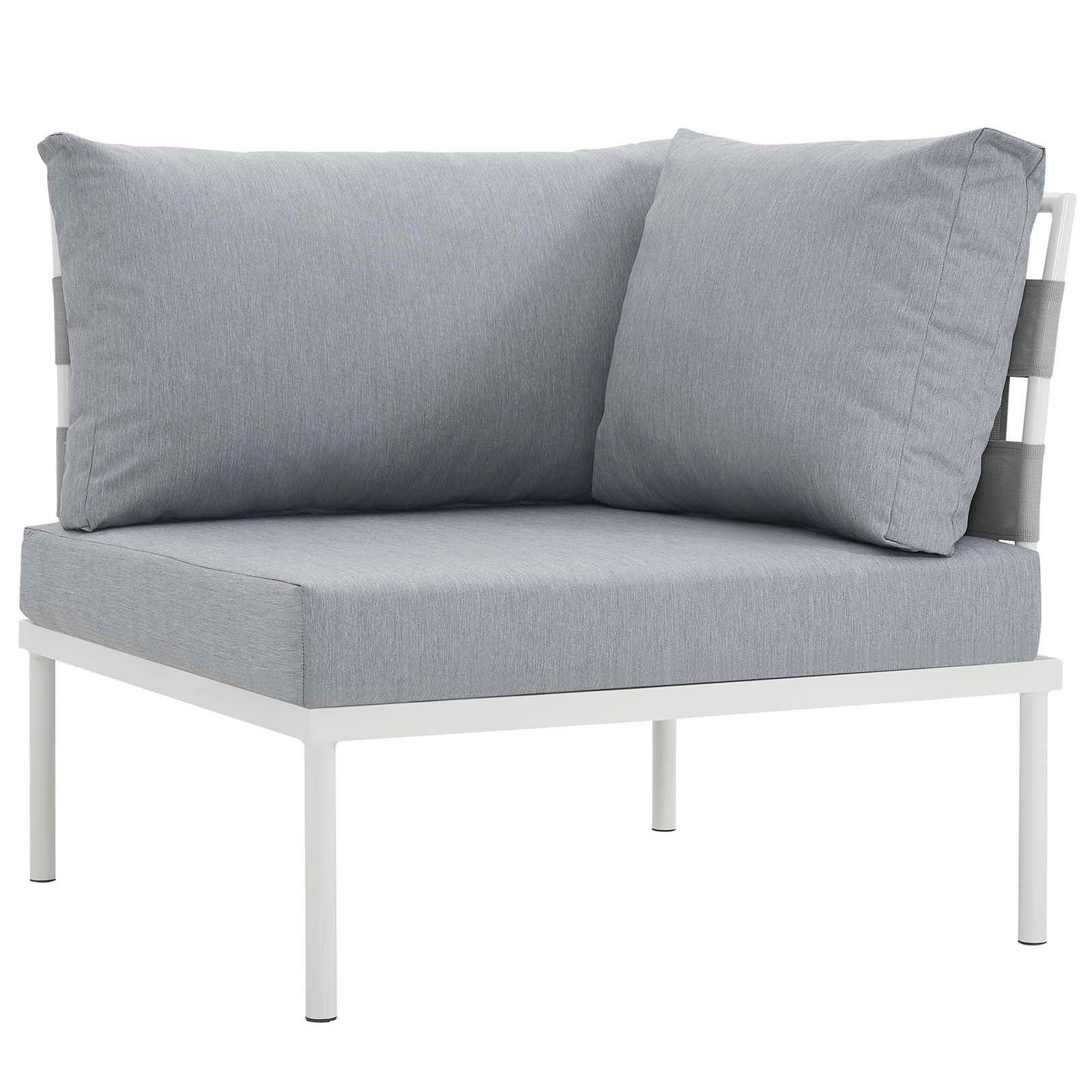 Modway Outdoor Conversation Sets - Harmony 132" 7 Piece Outdoor Patio Aluminum Sectional Sofa Set White Gray