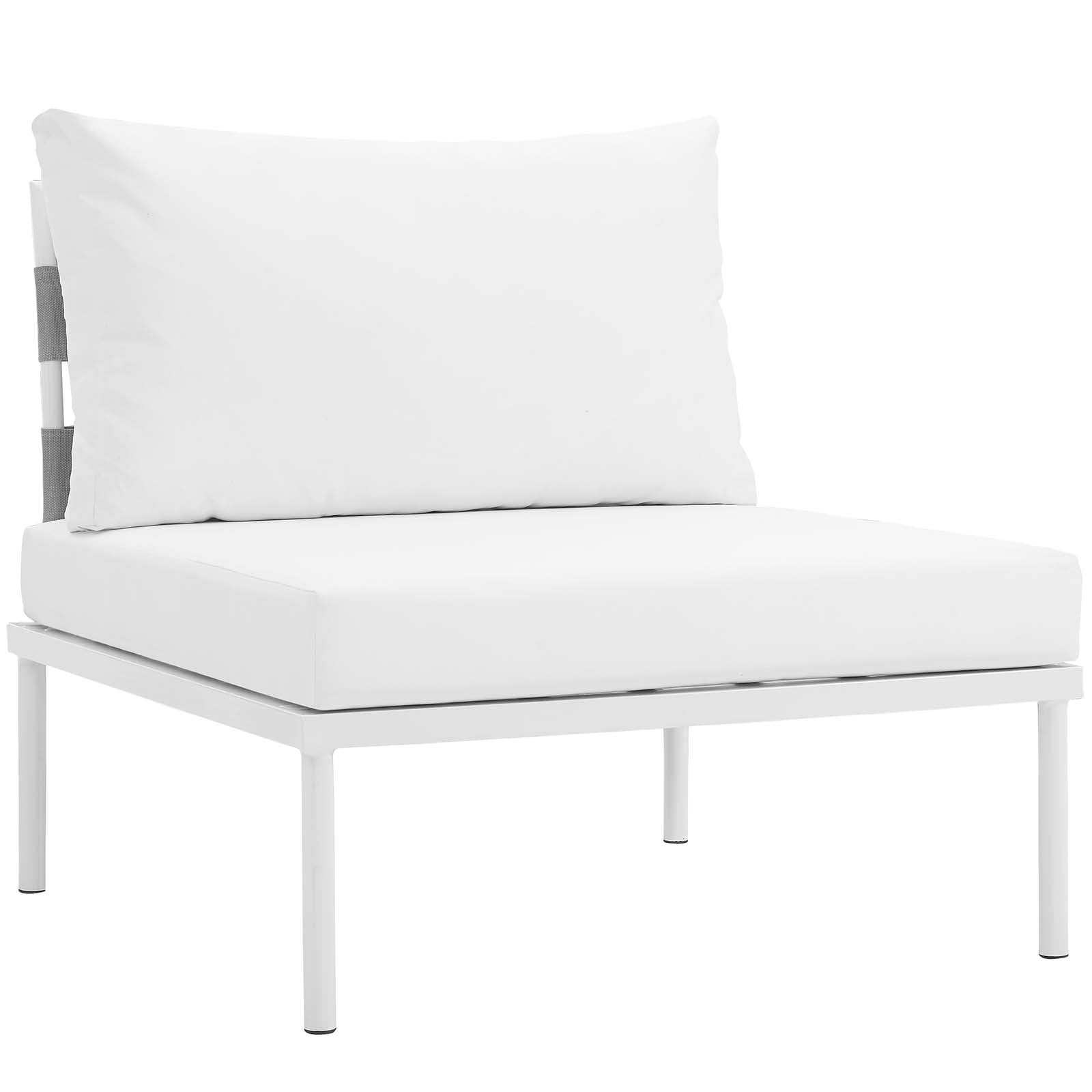 Modway Outdoor Conversation Sets - Harmony 132" 7 Piece Outdoor Patio Aluminum Sectional Sofa Set White White