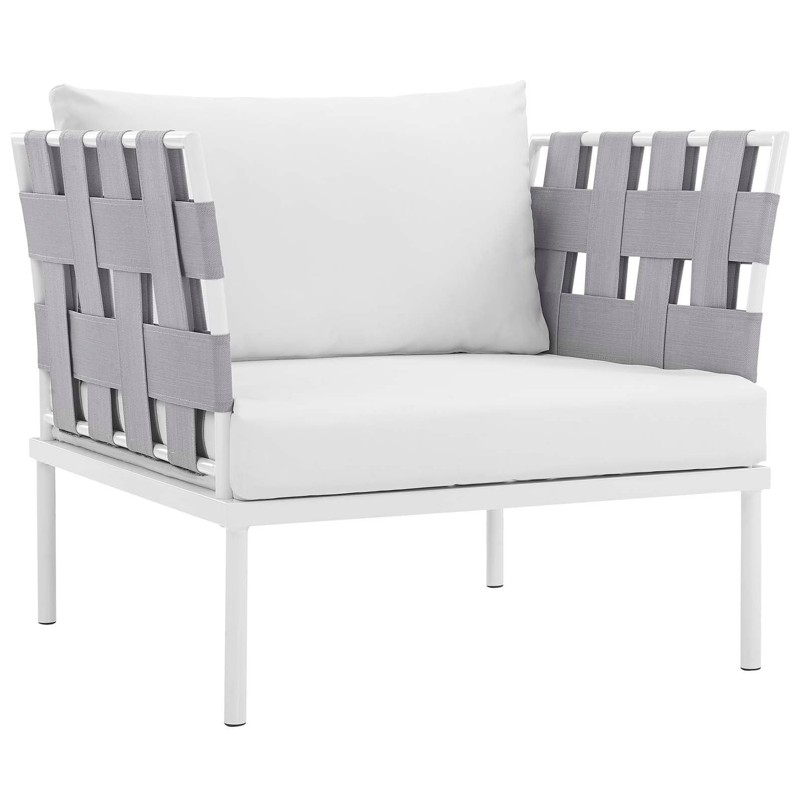Modway Outdoor Conversation Sets - Harmony 3 Piece Outdoor Patio Aluminum Sectional Sofa Set White White