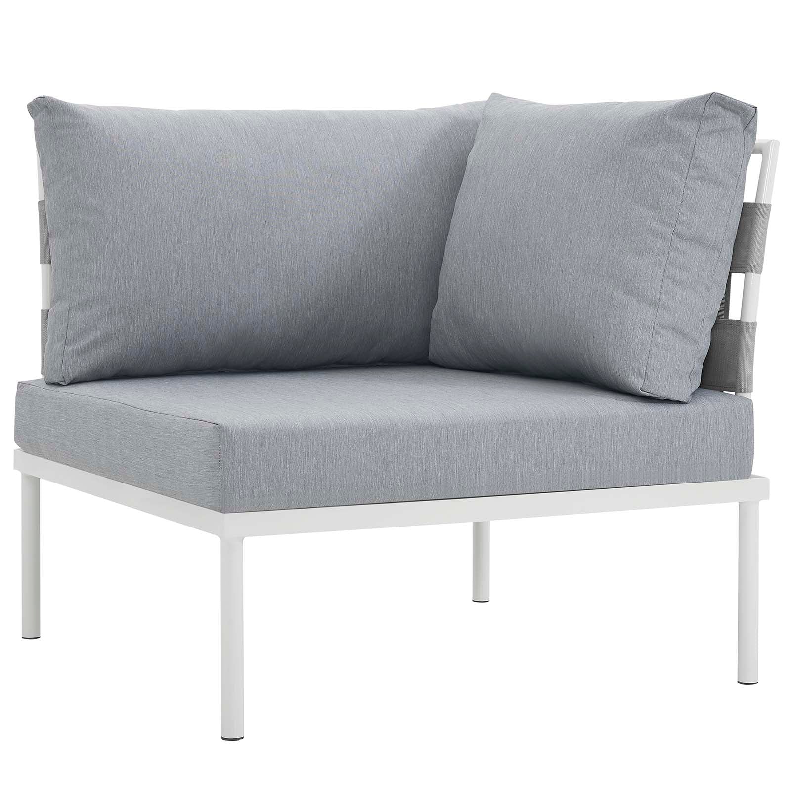 Modway Outdoor Conversation Sets - Harmony 7 Piece Outdoor Patio Aluminum Sectional Sofa Set White Gray