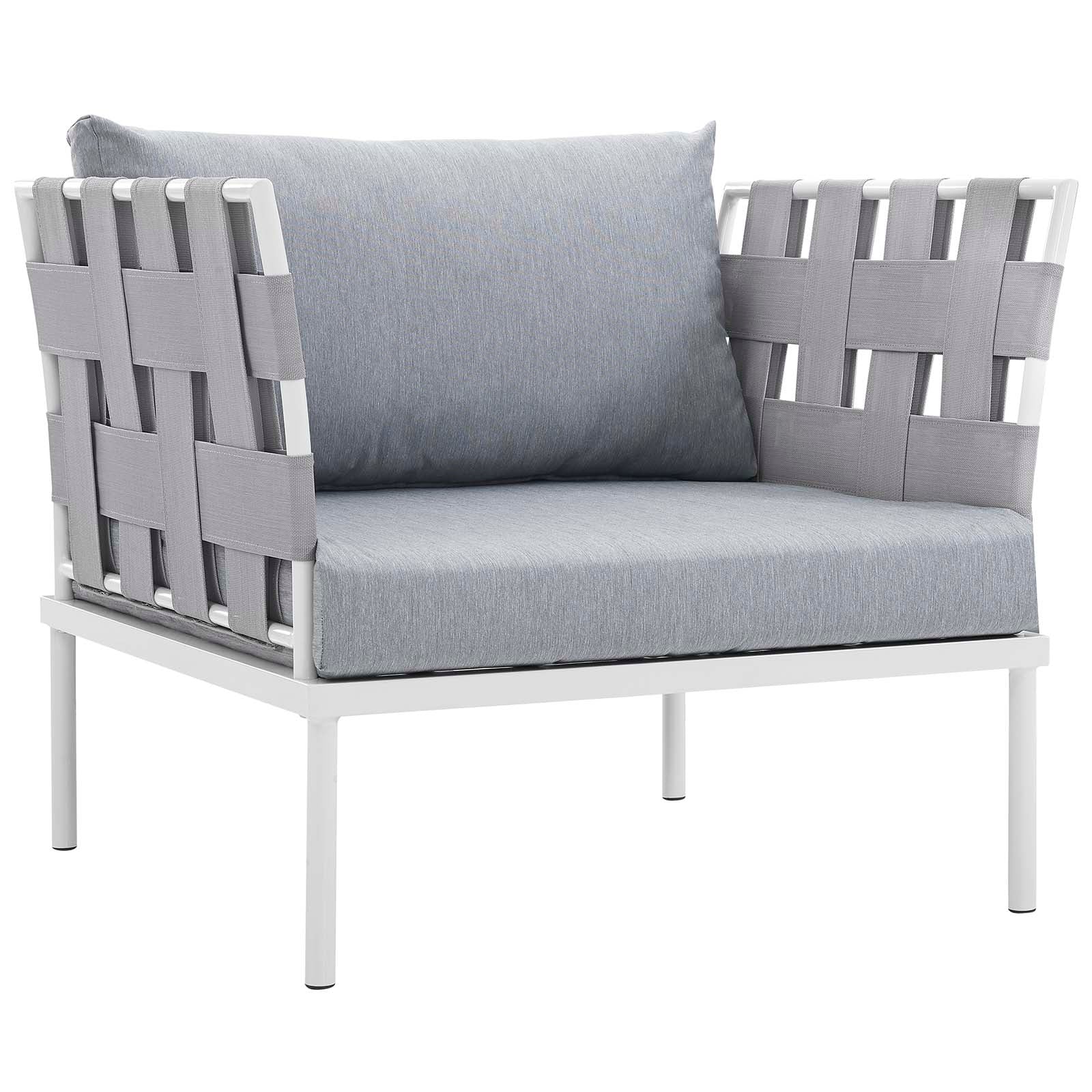 Modway Outdoor Conversation Sets - Harmony 68" 5 Piece Outdoor Patio Aluminum Sectional Sofa Set White Gray