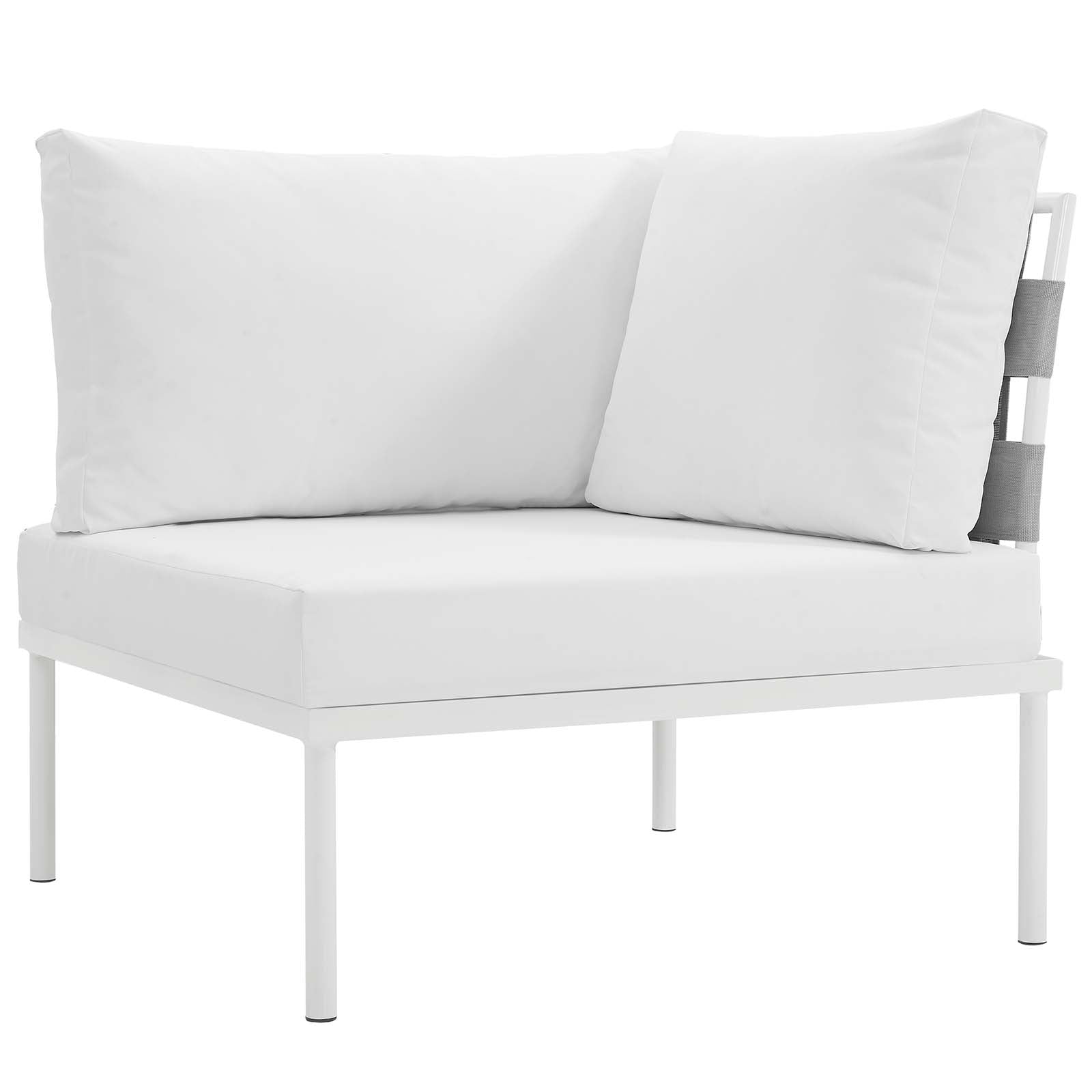 Modway Outdoor Conversation Sets - Harmony 132" 5 Piece Outdoor Patio Aluminum Sectional Sofa Set White White
