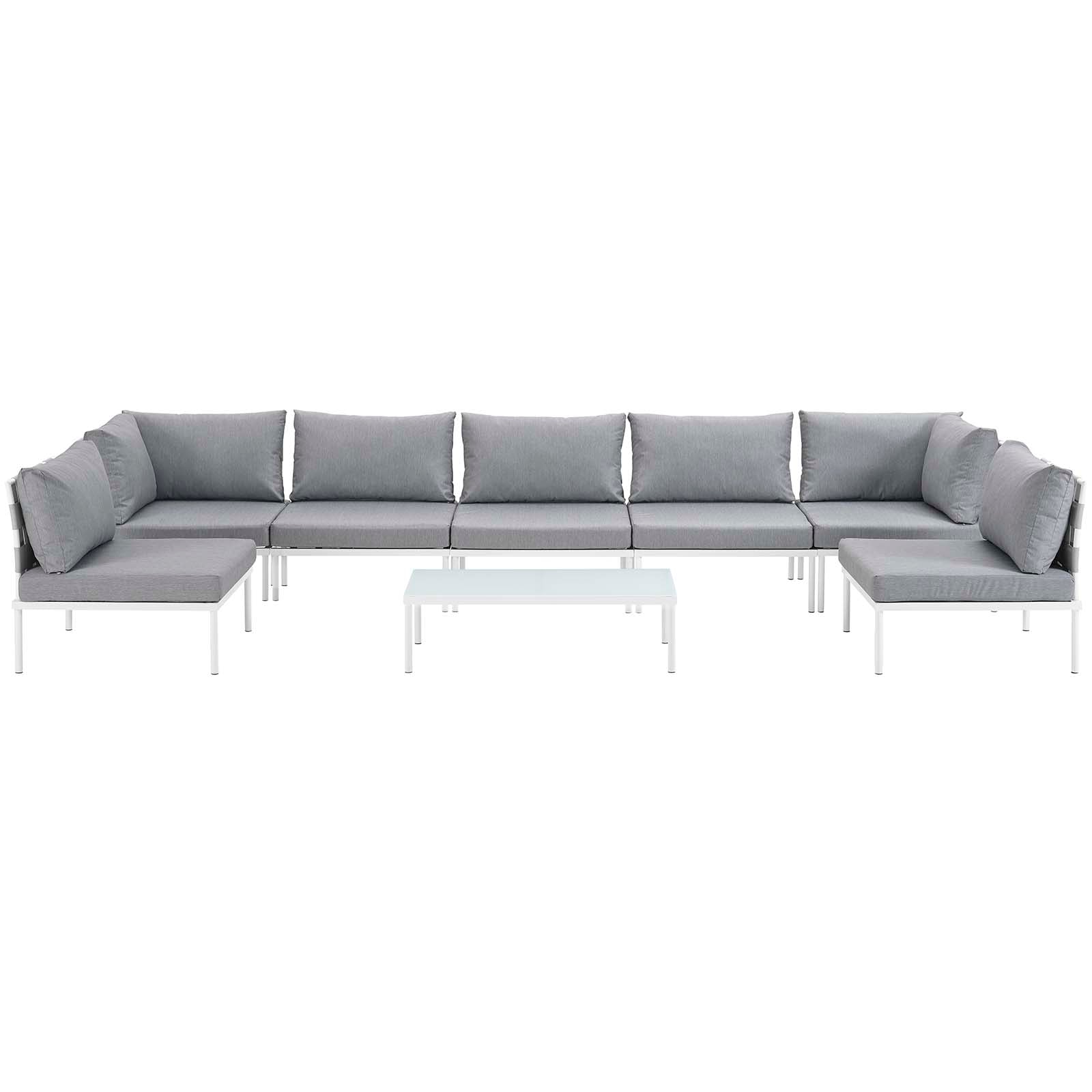 Modway Outdoor Conversation Sets - Harmony 8 Piece Outdoor Patio Sectional Sofa Set White Gray