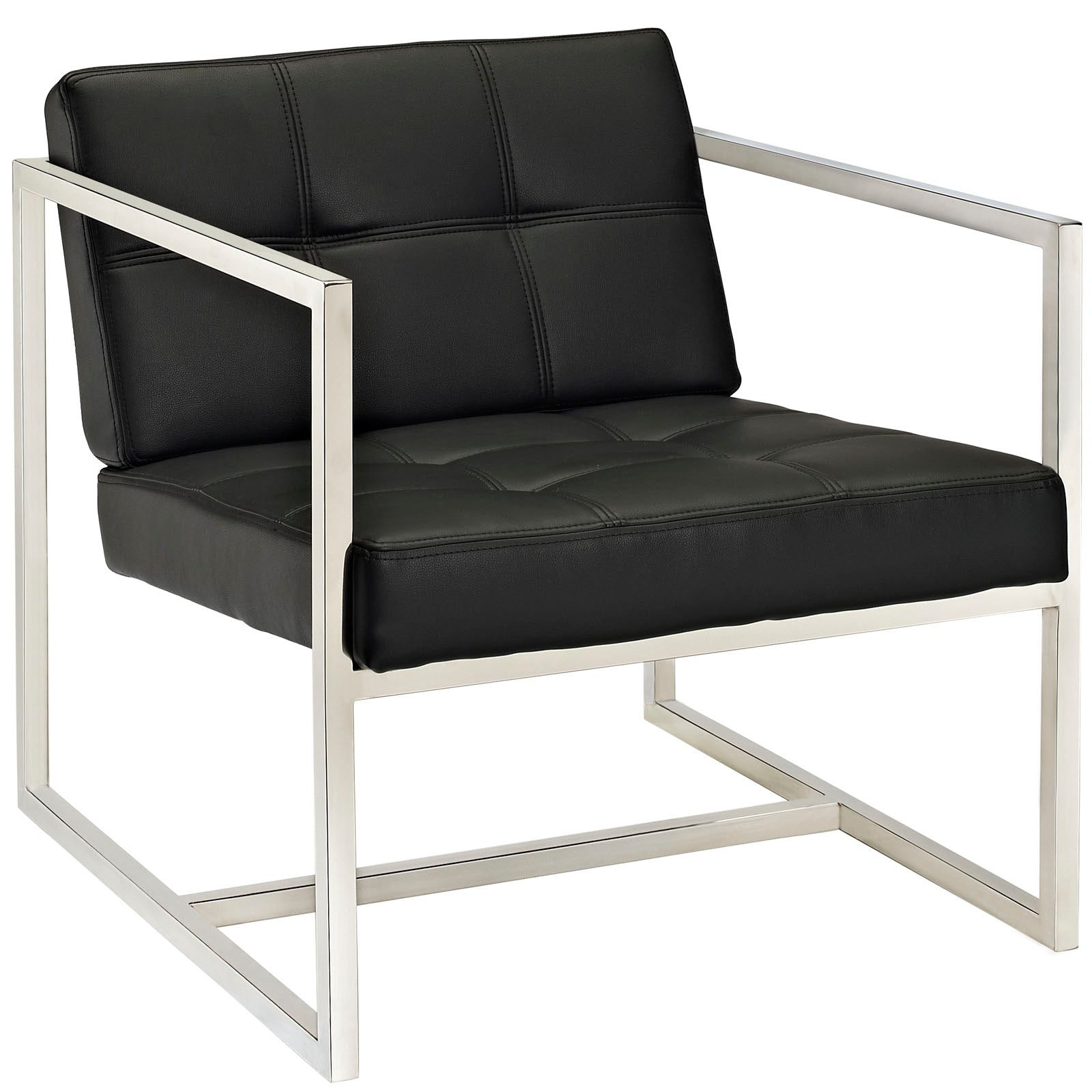 Modway Accent Chairs - Hover Upholstered Vinyl Lounge Chair Black