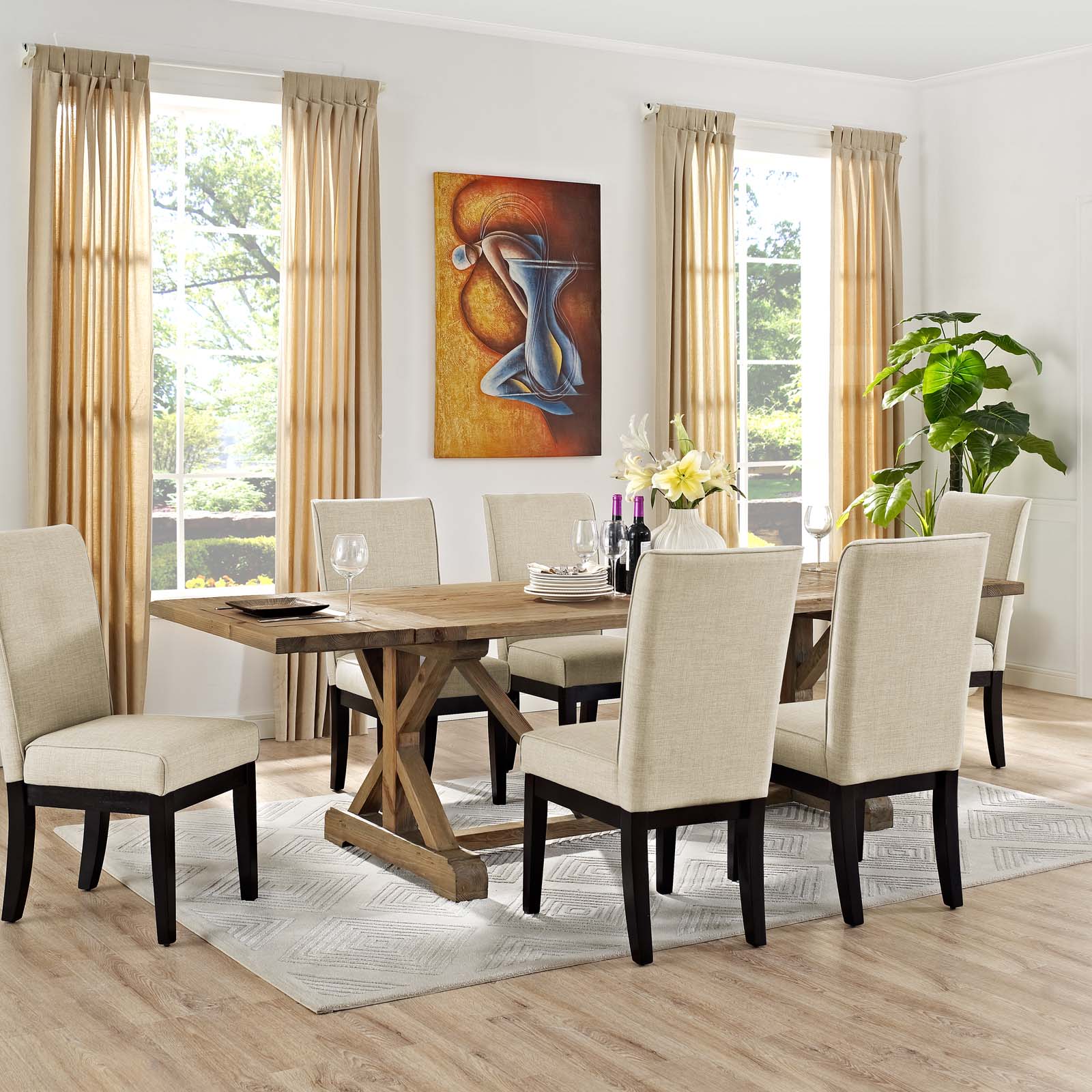 Modway Dining Tables - Den Extendable Wood Dining Table Brown
