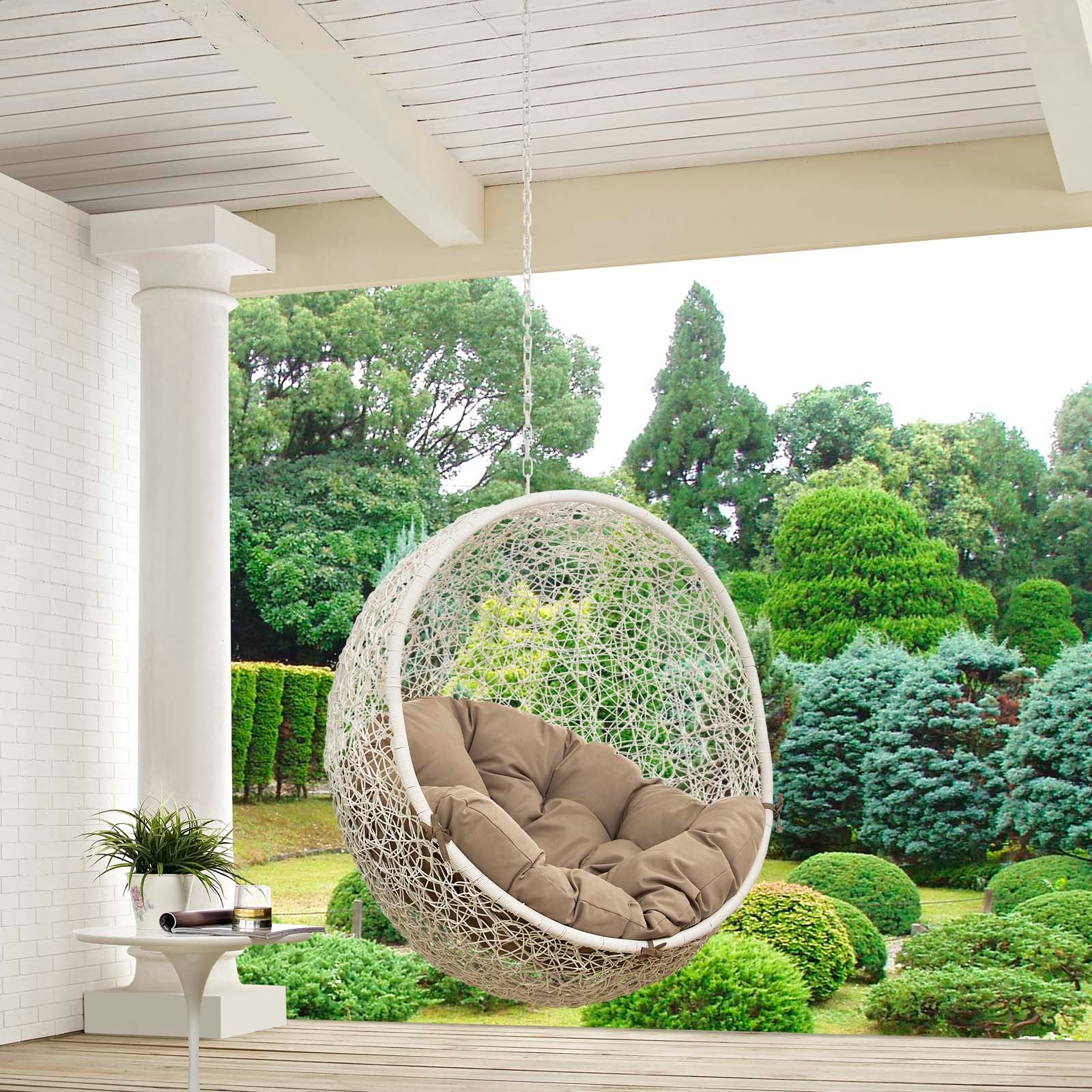 Modway Outdoor Conversation Sets - Hide-Outdoor-Patio-Swing-Chair-Without-Stand-White-Mocha