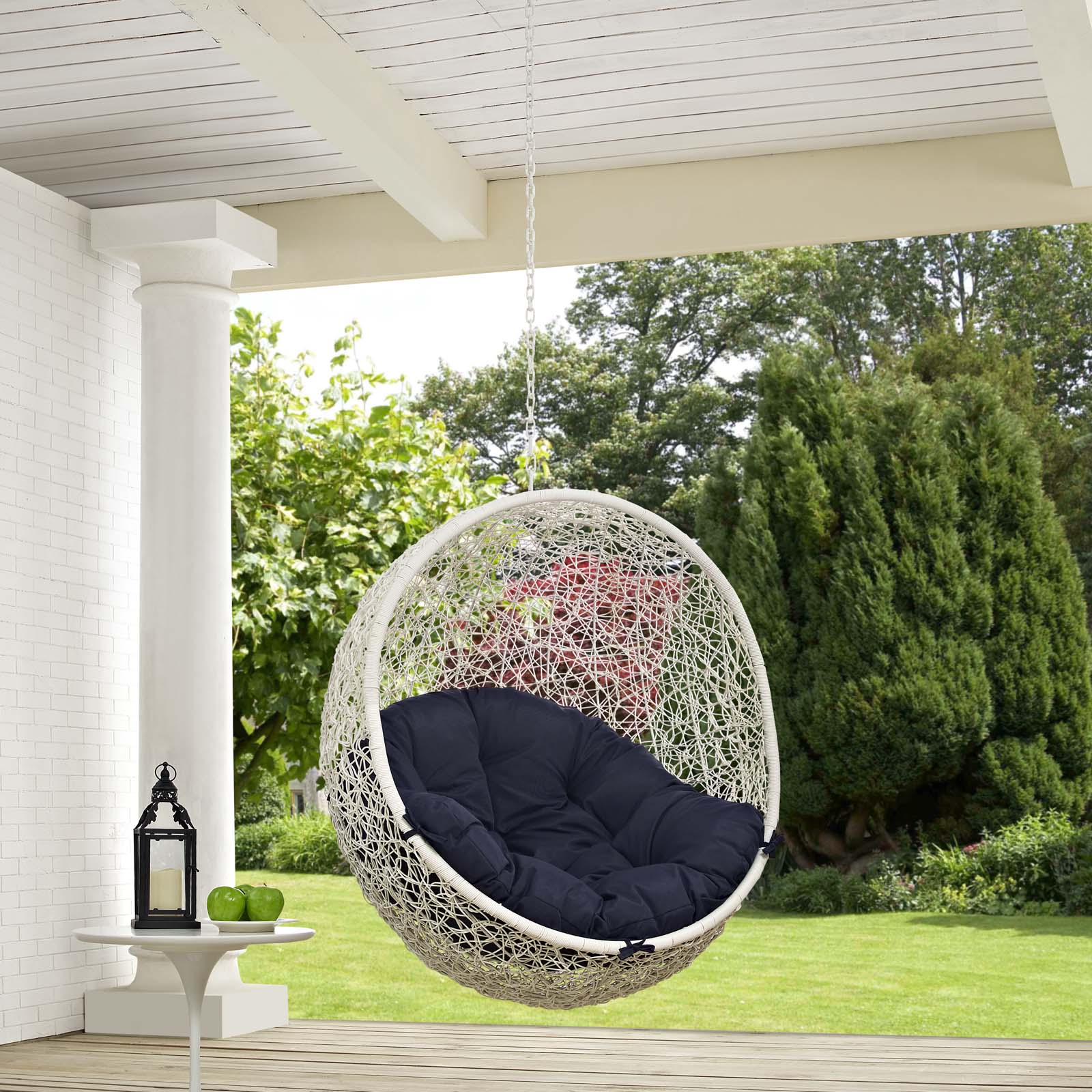 Modway Outdoor Conversation Sets - Hide-Outdoor-Patio-Swing-Chair-Without-Stand-White-Navy