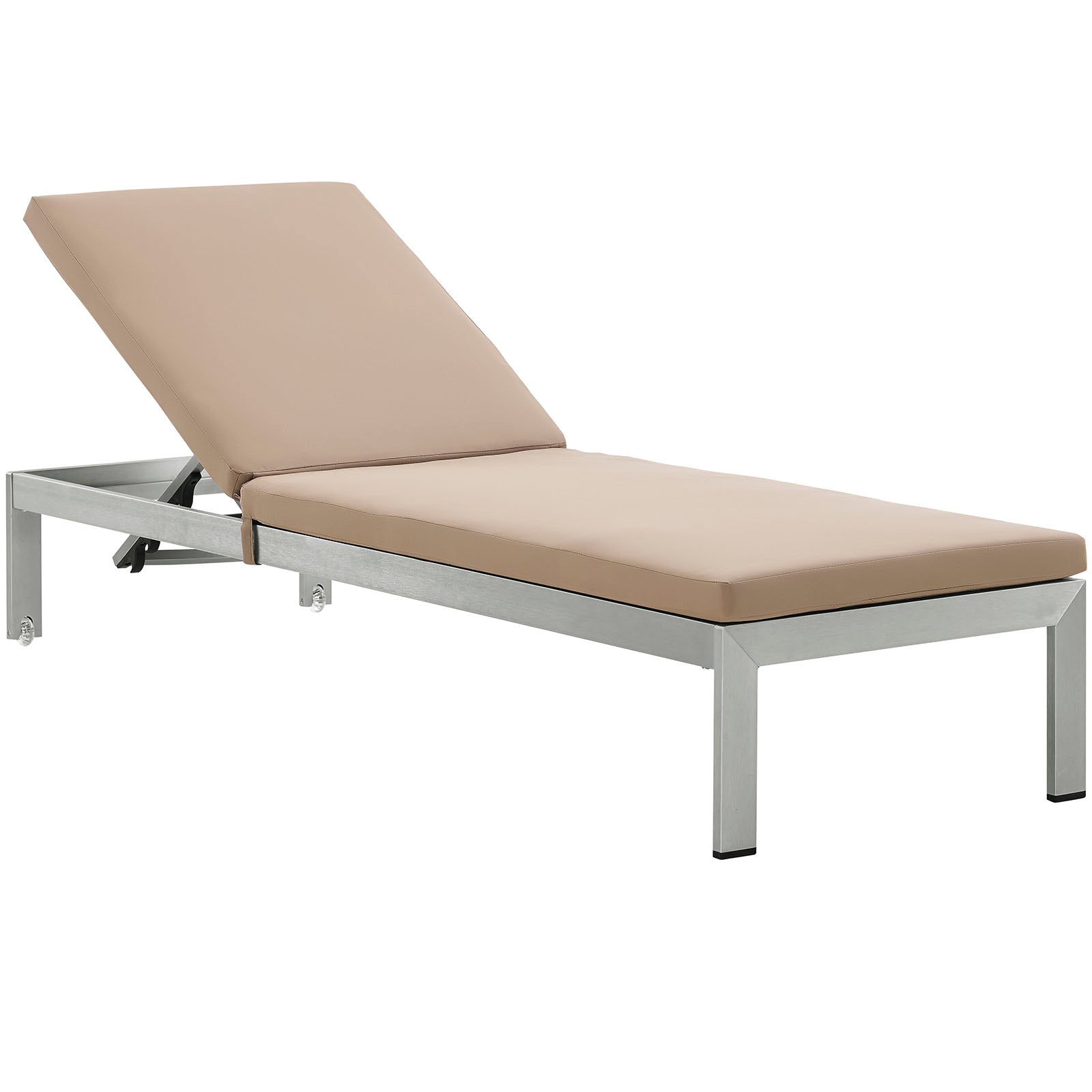 Modway Outdoor Loungers - Shore Outdoor Patio Aluminum Chaise with Cushions Silver Mocha