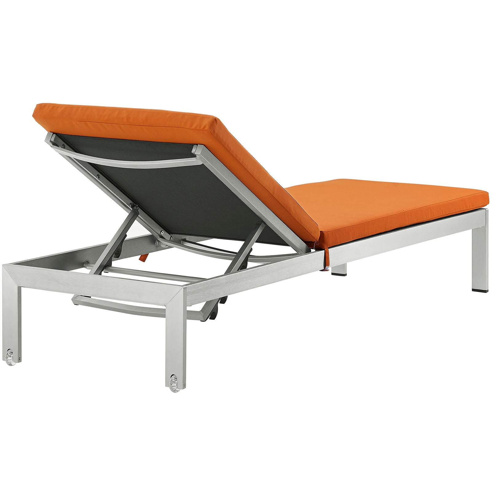 Modway Outdoor Loungers - Shore Outdoor Patio Aluminum Chaise with Cushions Silver Orange