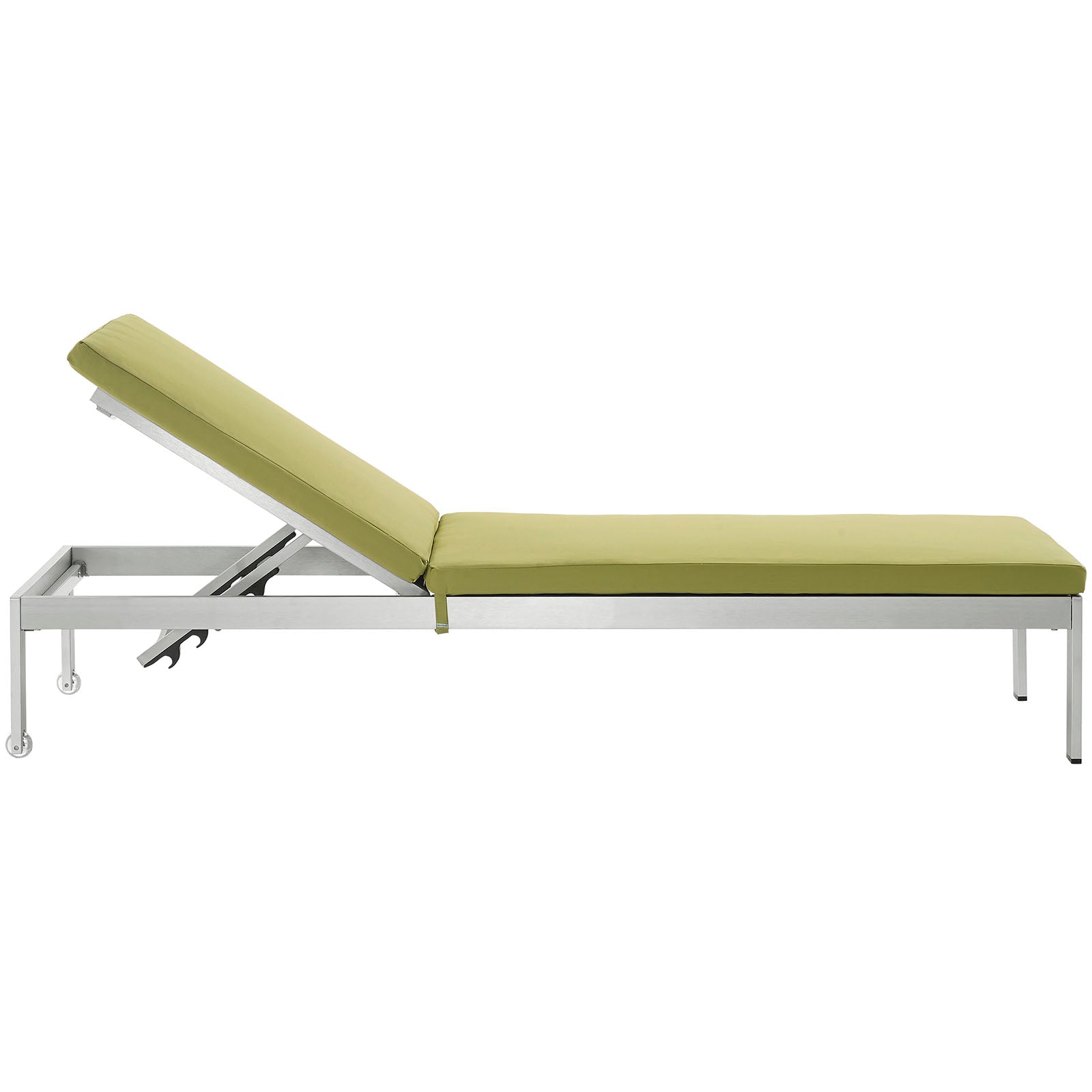 Shore Outdoor Patio Aluminum Chaise with Cushions Silver Peridot