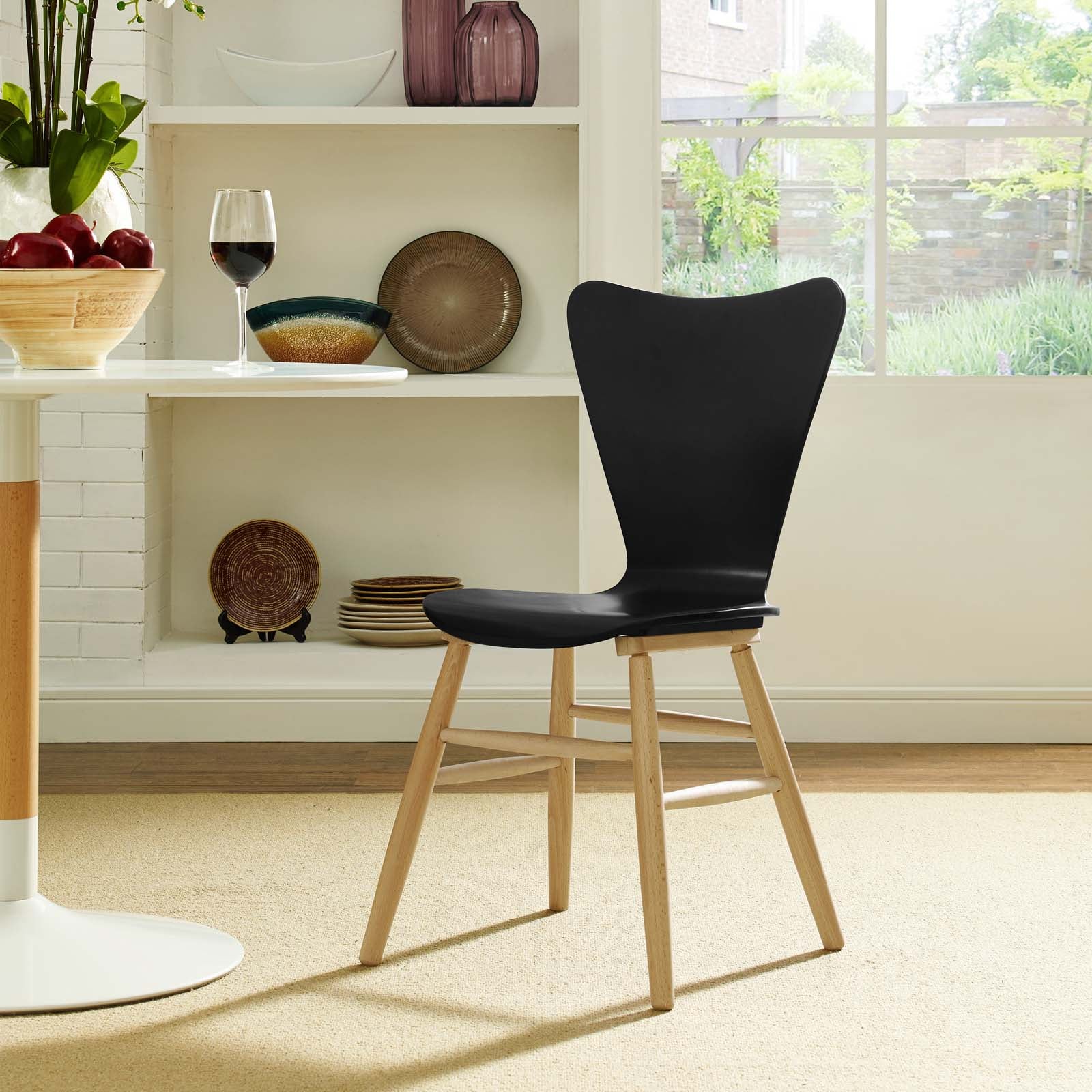 Modway Dining Chairs - Cascade Wood Dining Chair Black