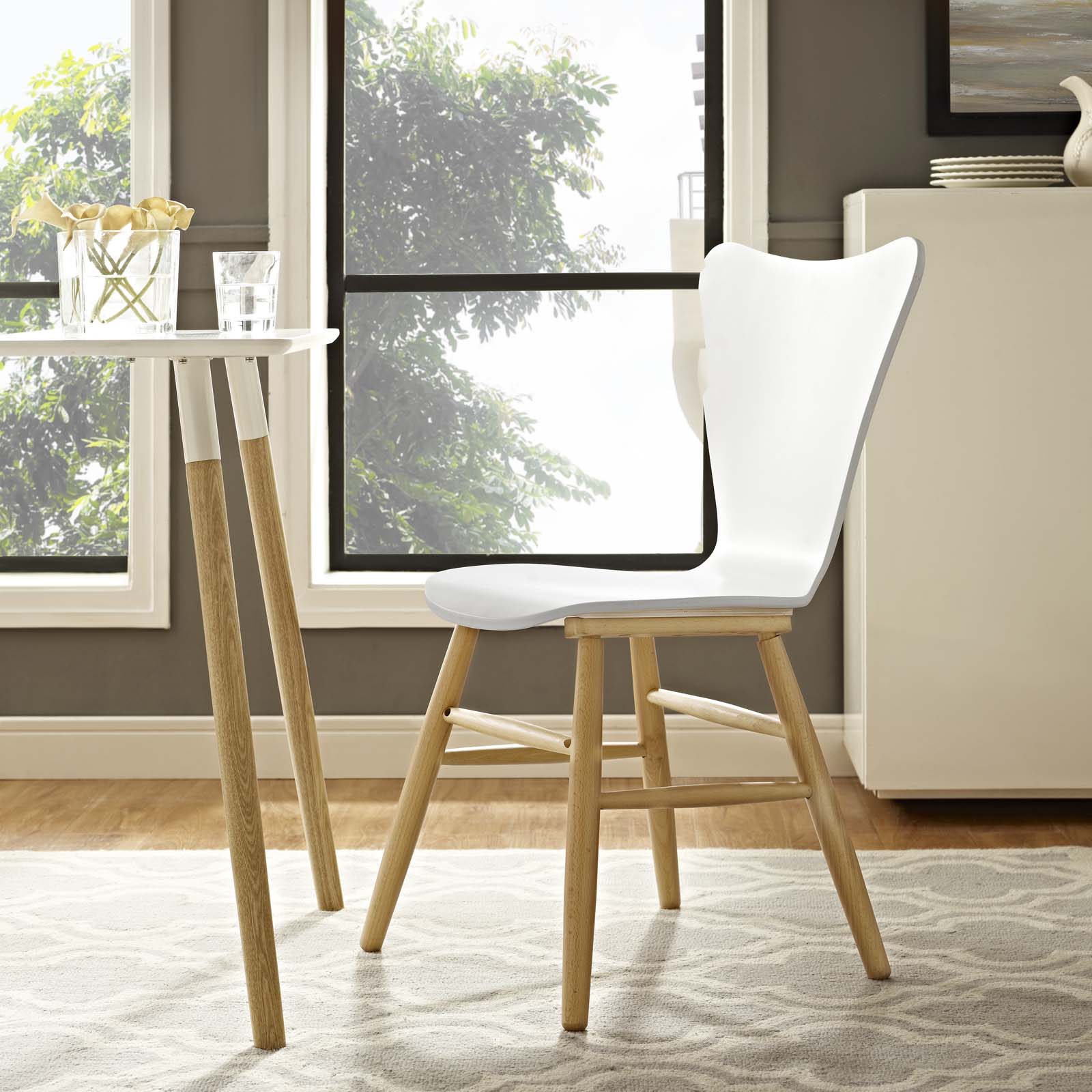 Modway Dining Chairs - Cascade Wood Dining Chair White