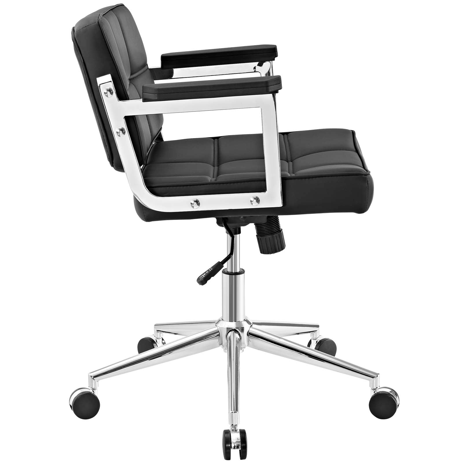 Modway Task Chairs - Portray Mid Back Upholstered Vinyl Office Chair Black