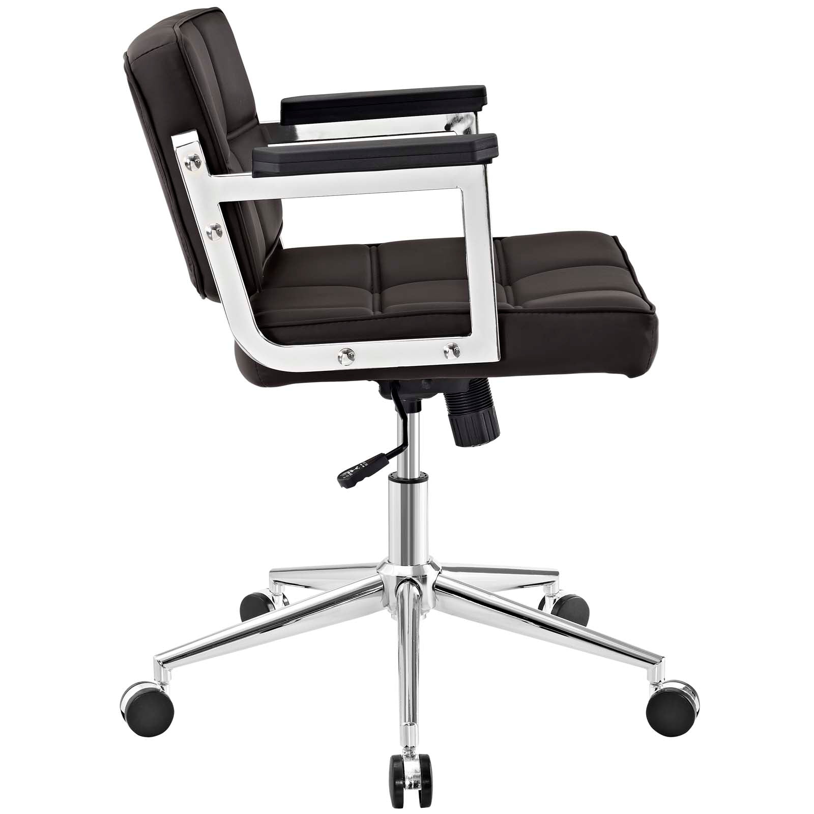 Modway Task Chairs - Portray Mid Back Upholstered Vinyl Office Chair Brown