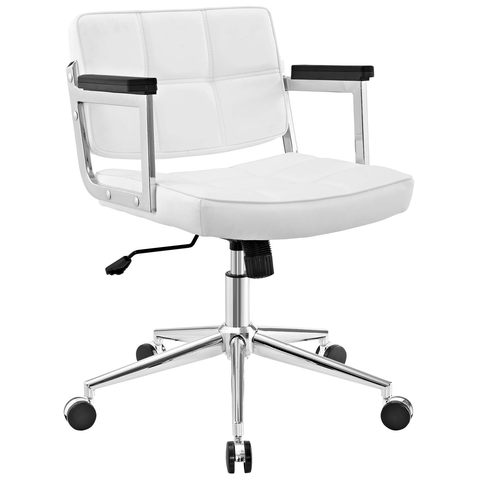 Modway Task Chairs - Portray Mid Back Upholstered Vinyl Office Chair White