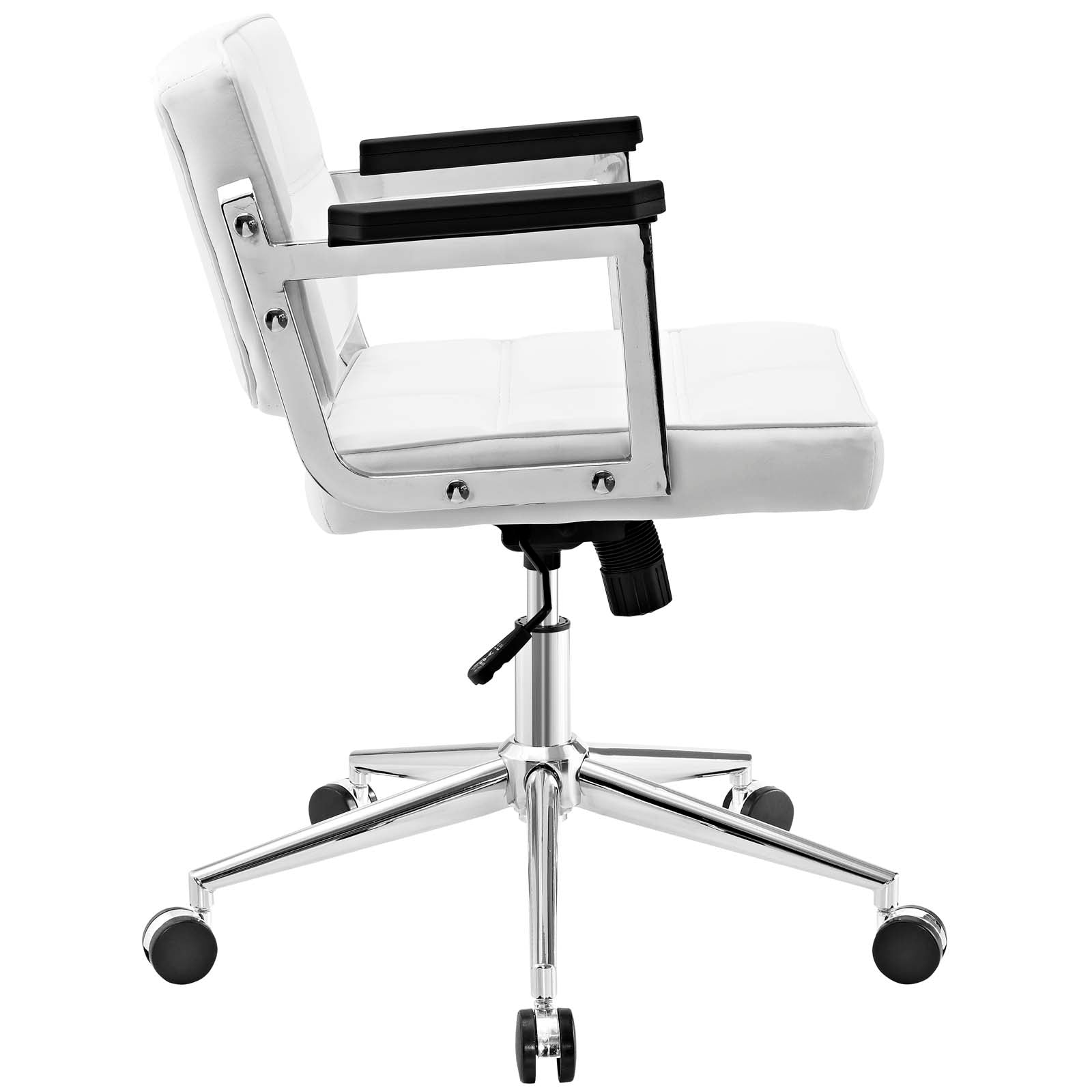 Modway Task Chairs - Portray Mid Back Upholstered Vinyl Office Chair White
