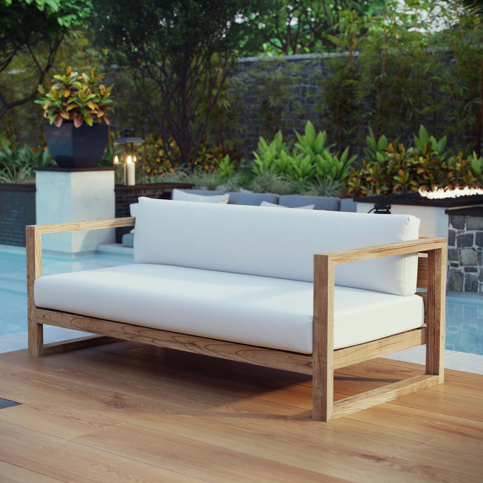 Modway Outdoor Sofas - Upland Outdoor Sofa White & Natural