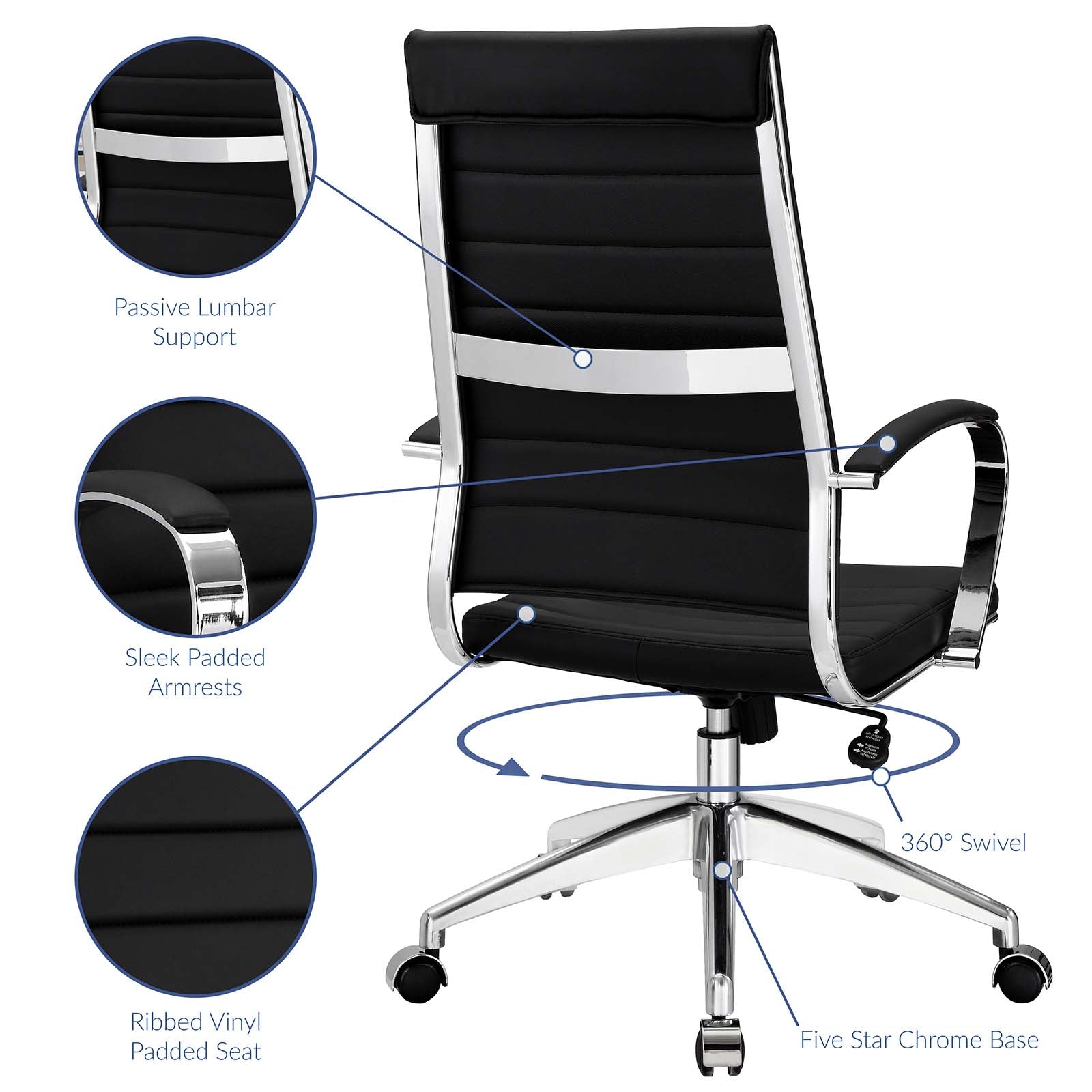 Modway Task Chairs - Jive Highback Office Chair Black
