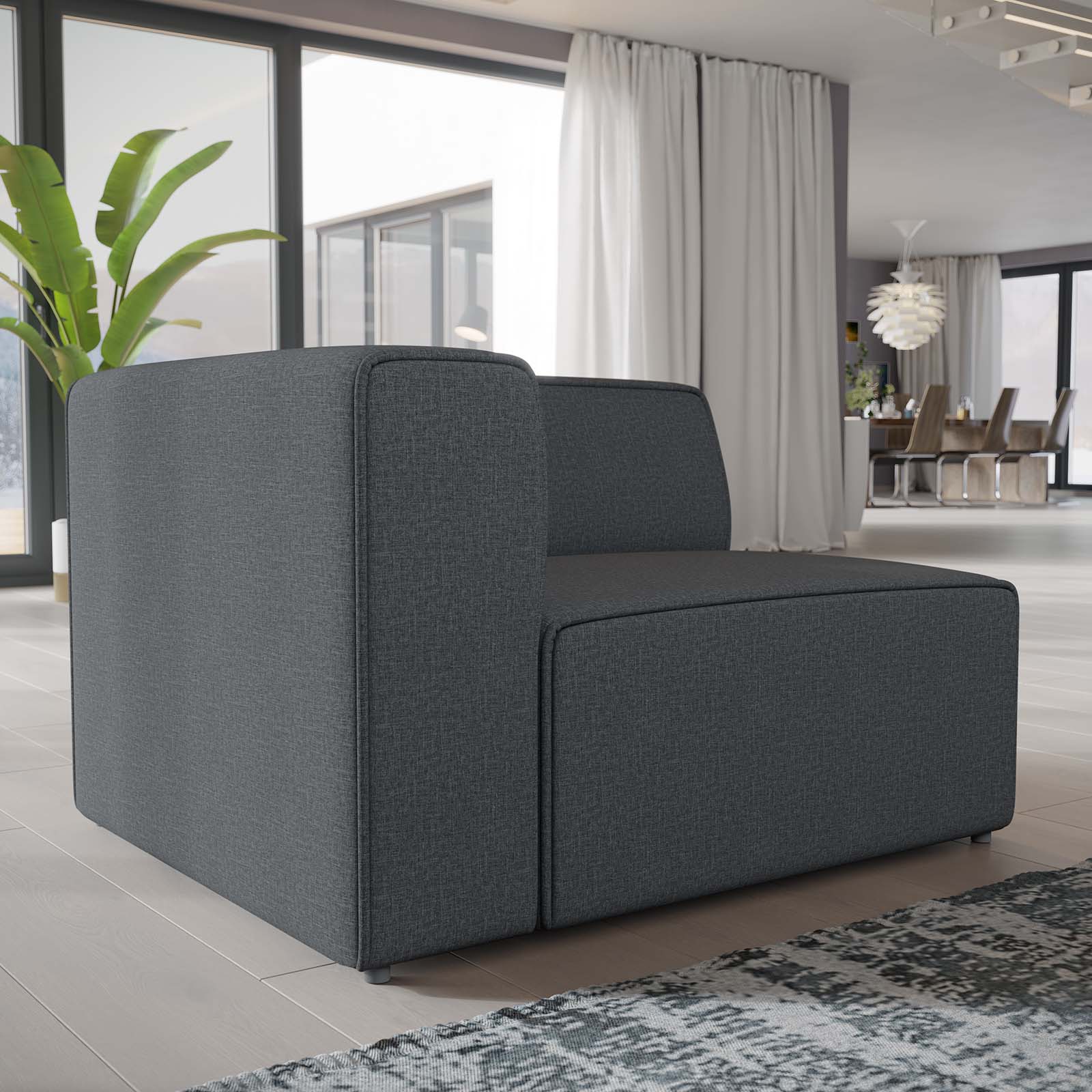 Modway Accent Chairs - Mingle Fabric Left-Facing Sofa Gray