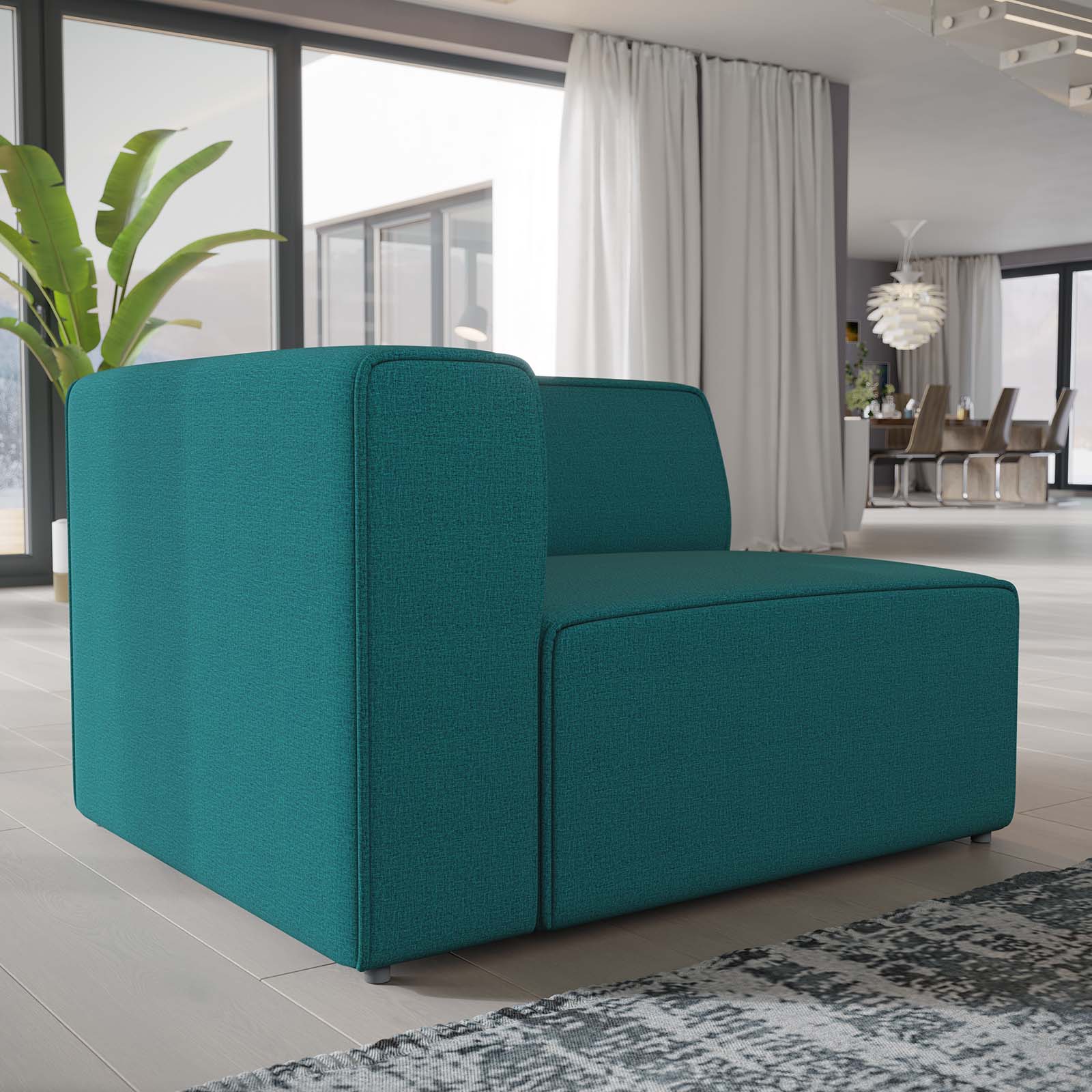 Modway Sofas & Couches - Mingle Fabric Left-Facing Sofa Teal