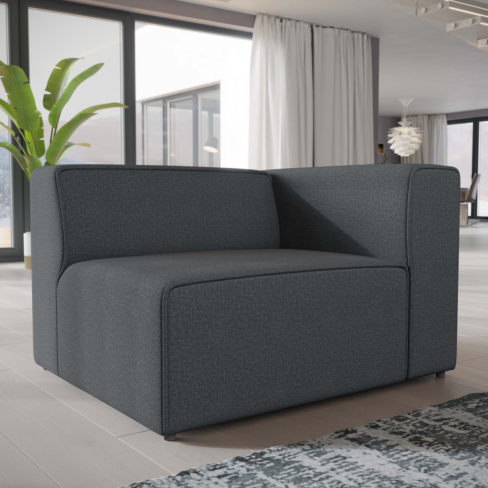 Modway Sofas & Couches - Mingle Fabric Right-Facing Sofa Gray