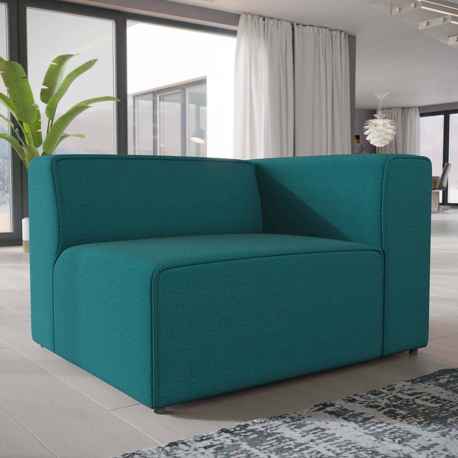 Modway Accent Chairs - Mingle Fabric Right-Facing Sofa Teal