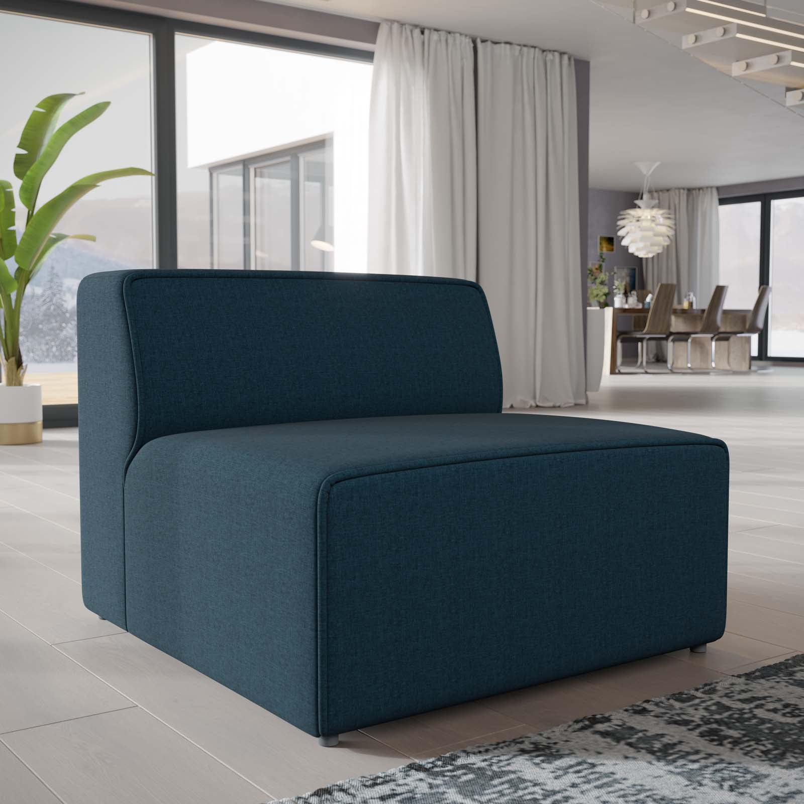 Modway Accent Chairs - Mingle Fabric Armless Blue