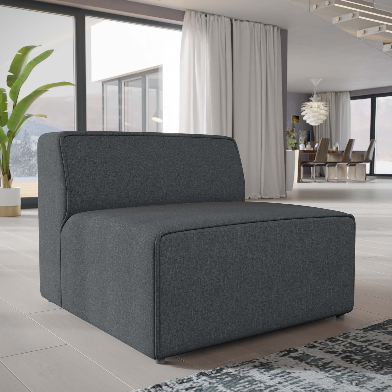 Modway Accent Chairs - Mingle Fabric Armless Gray