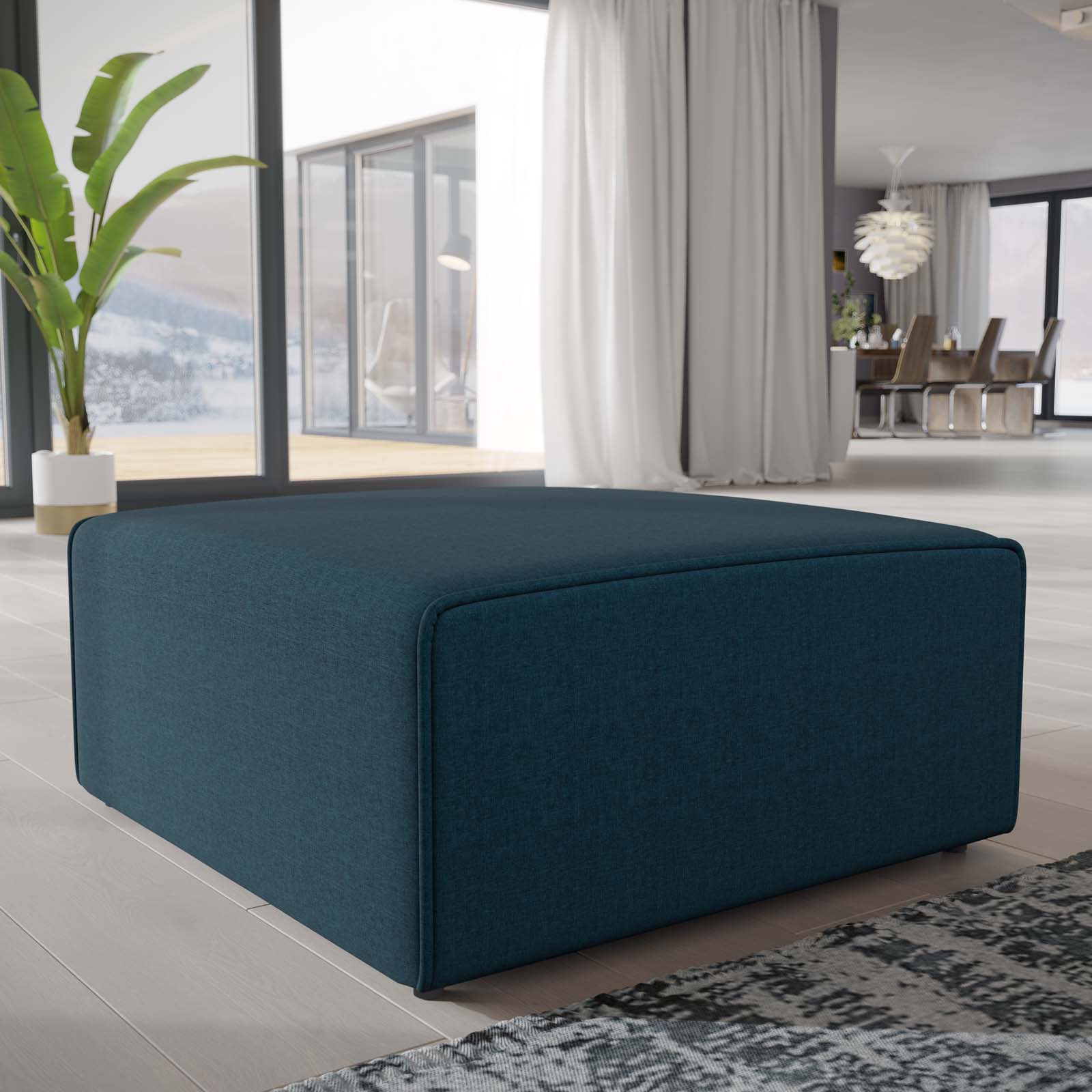 Modway Ottomans & Stools - Mingle Fabric Ottoman Blue