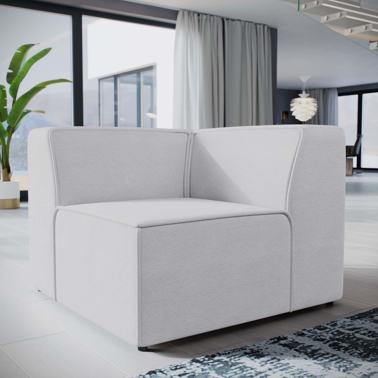 Modway Accent Chairs - Mingle Corner Sofa White