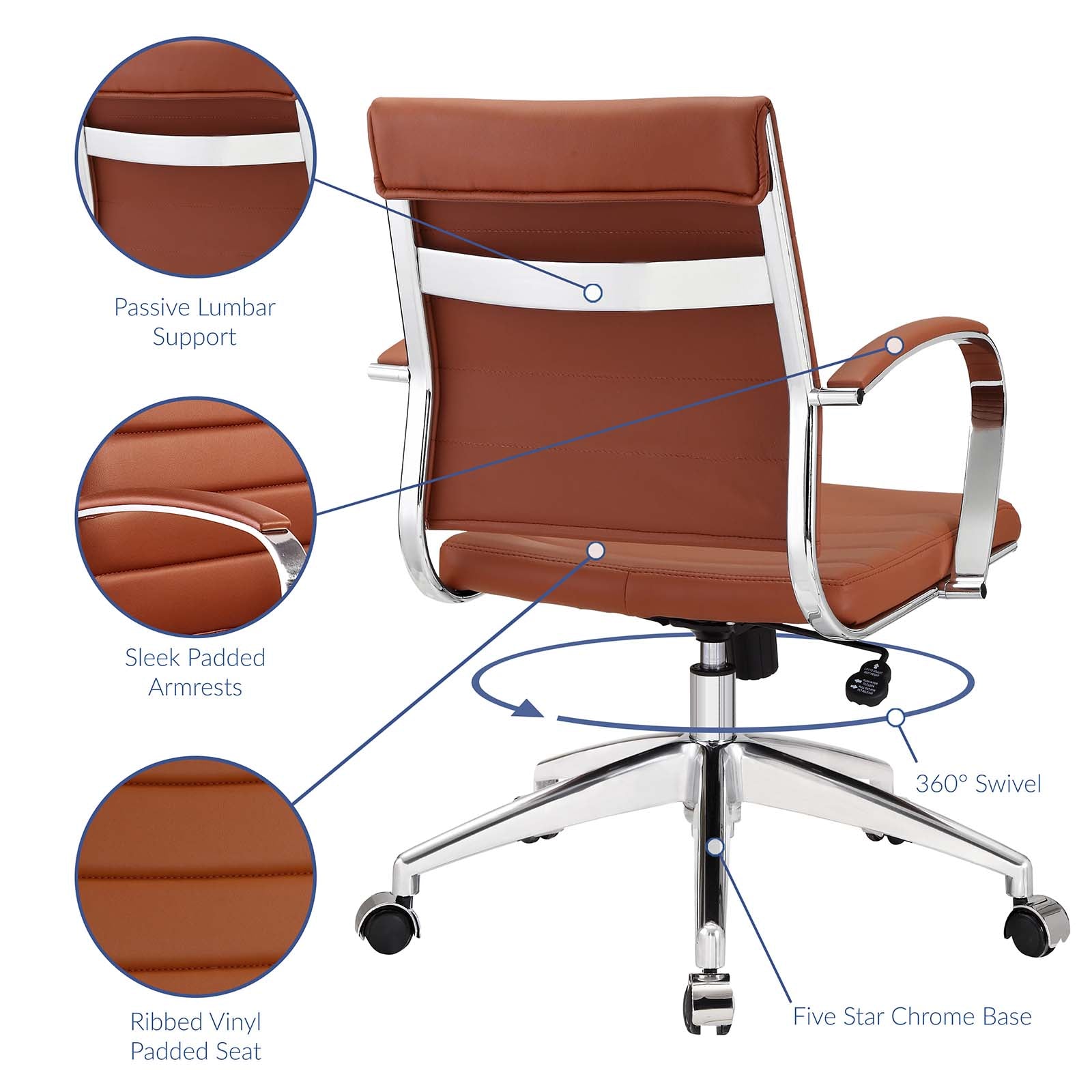 Modway Task Chairs - Jive Mid Back Office Chair Terracotta