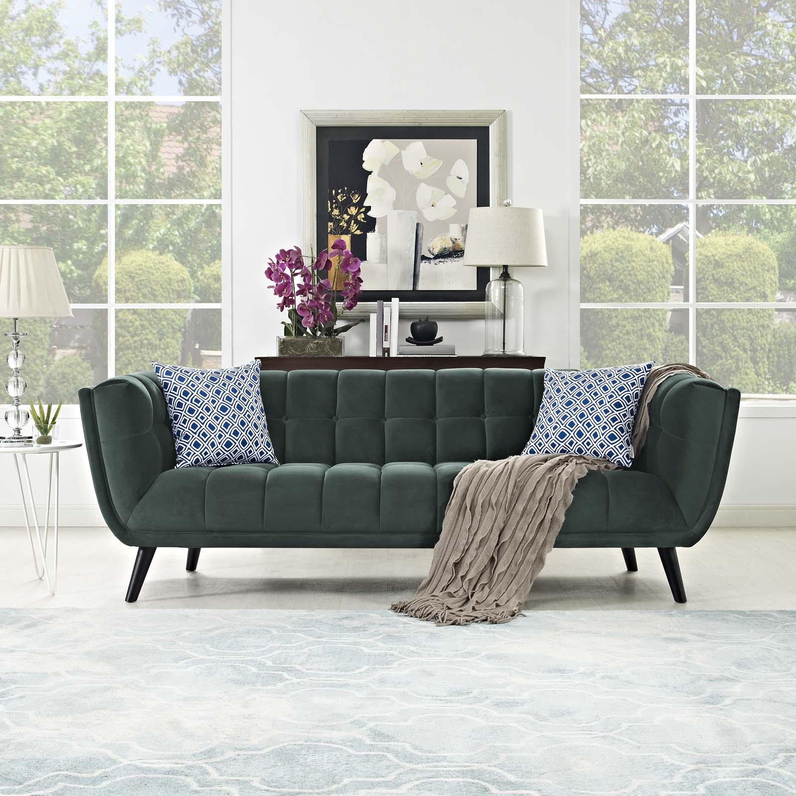 Modway Sofas & Couches - Bestow Performance Velvet Sofa Green