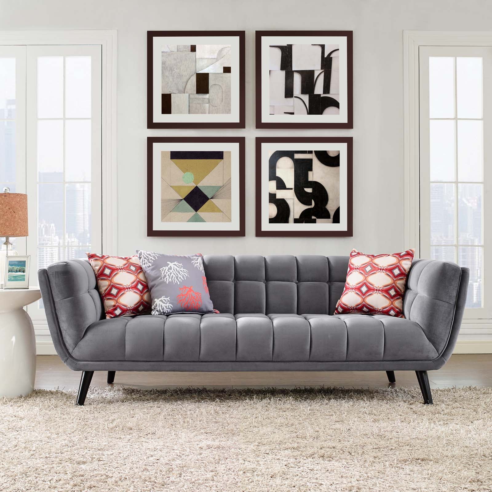 Modway Sofas & Couches - Bestow Performance Velvet Sofa Gray
