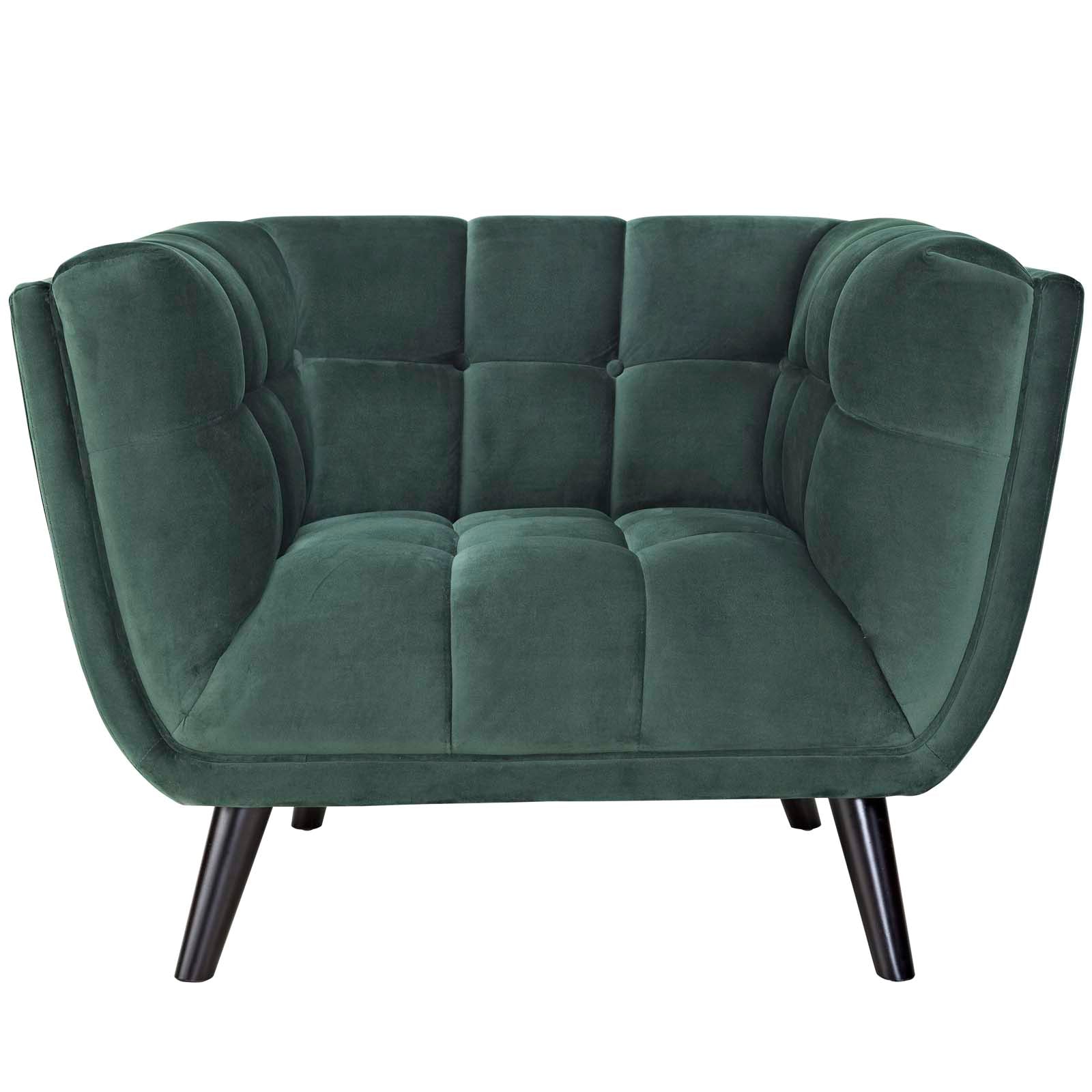 Modway Accent Chairs - Bestow Performance Velvet Armchair Green