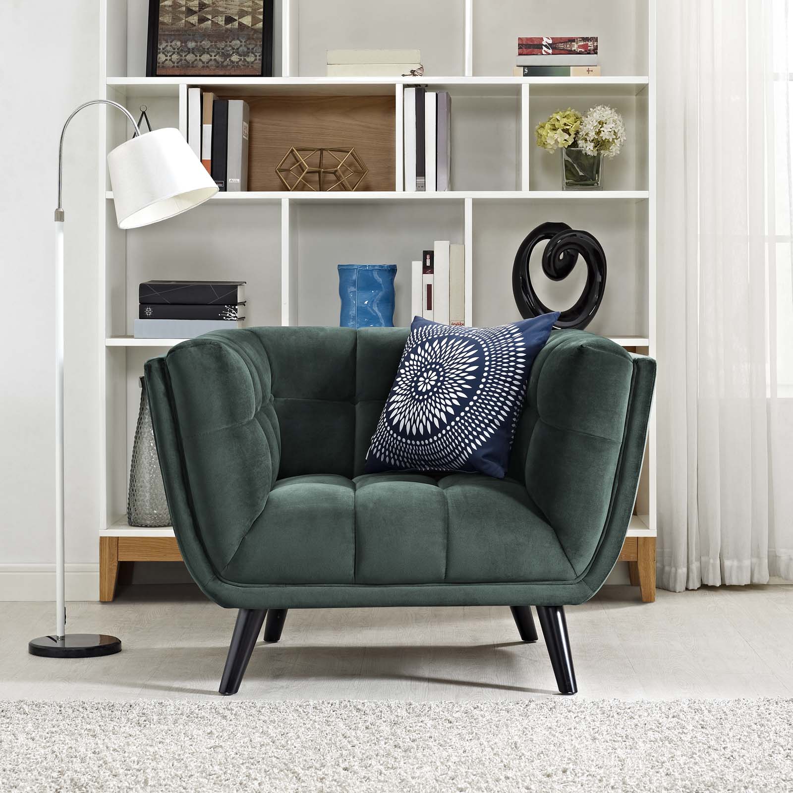 Modway Accent Chairs - Bestow Performance Velvet Armchair Green