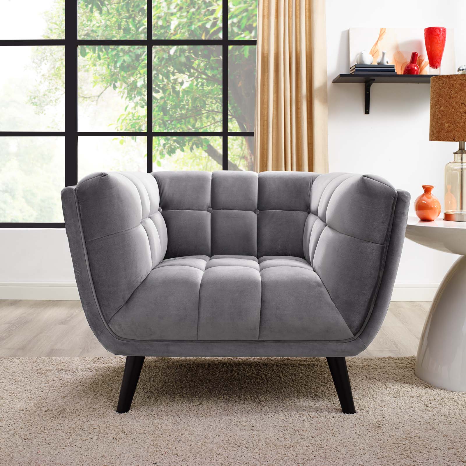 Modway Accent Chairs - Bestow Performance Velvet Armchair Gray