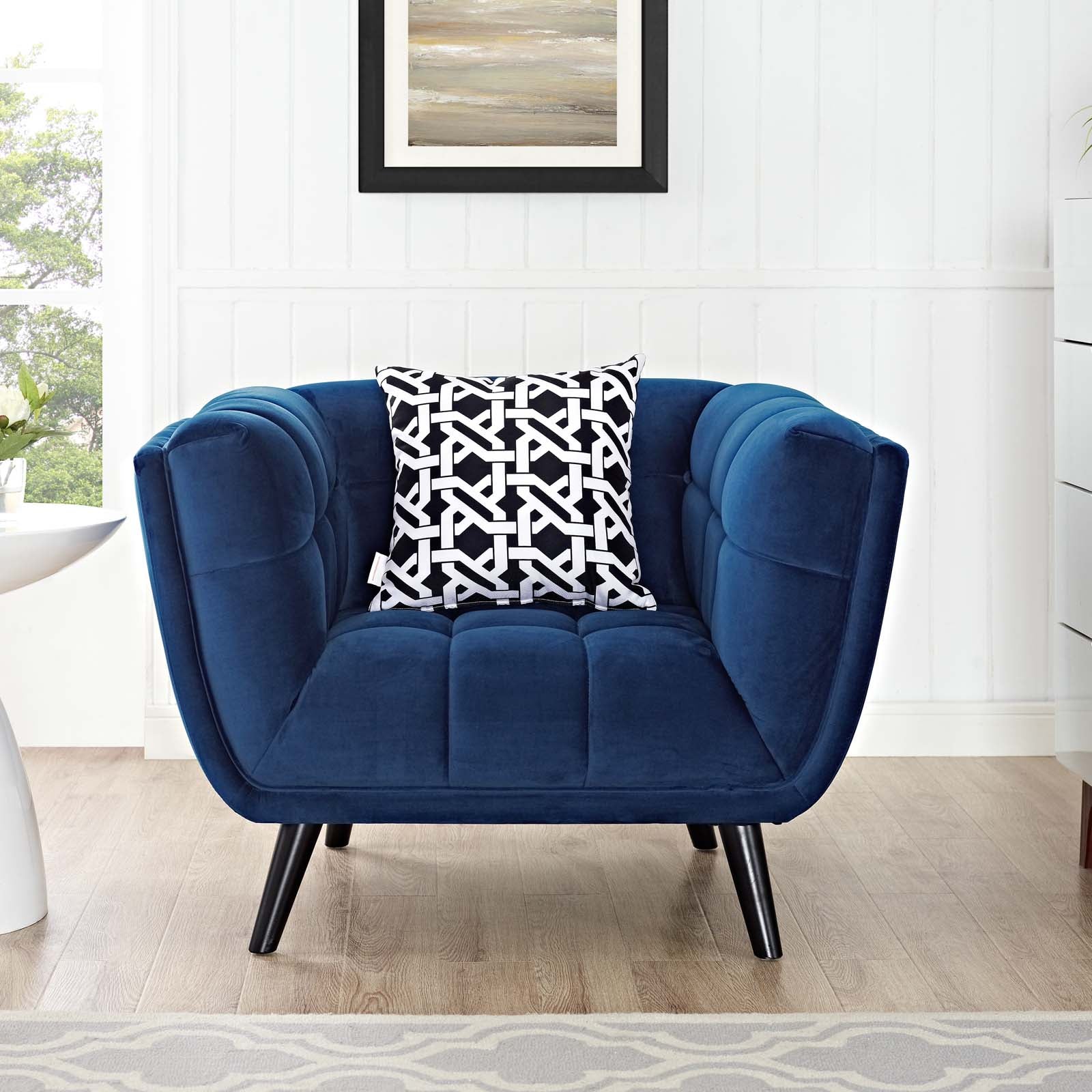 Modway Accent Chairs - Bestow Performance Velvet Armchair Navy
