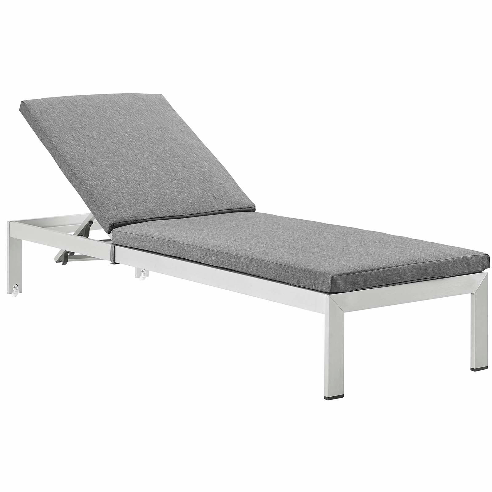 Modway Outdoor Loungers - Shore Chaise with Cushions Outdoor Patio Aluminum Silver Gray (Set of 2)