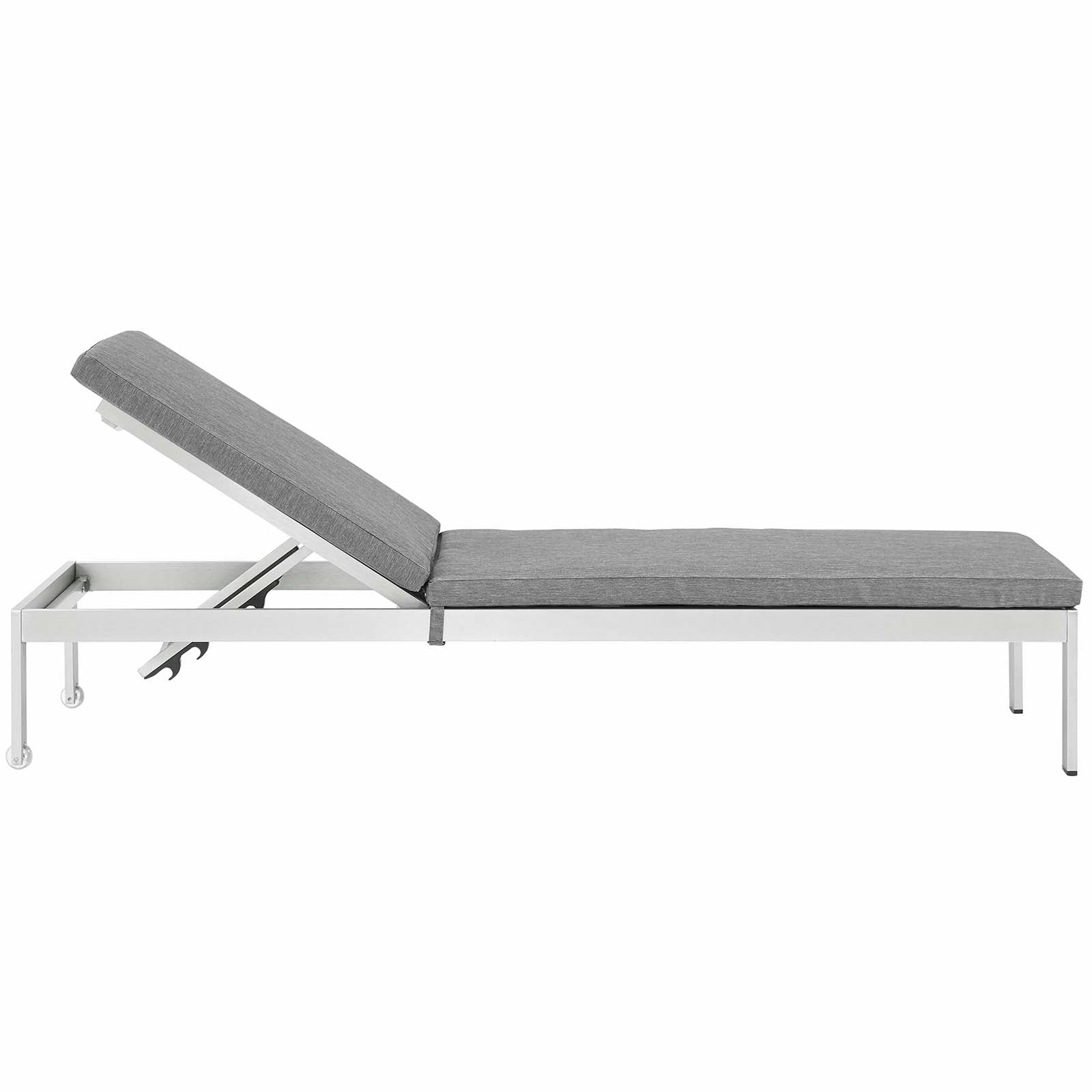Modway Outdoor Loungers - Shore Chaise with Cushions Outdoor Patio Aluminum Silver Gray (Set of 2)