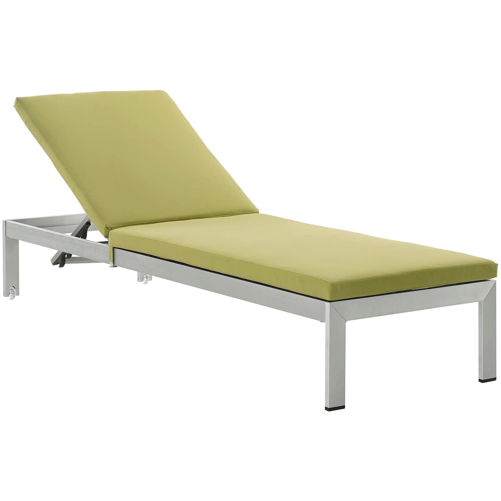 Modway Outdoor Loungers - Shore Chaise with Cushions Outdoor Patio Aluminum Set of 4 Silver Peridot