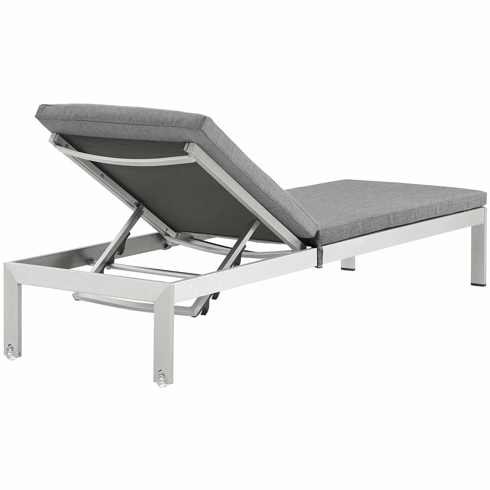 Modway Outdoor Loungers - Shore Chaise with Cushions Outdoor Patio Aluminum Set of 6 Silver Gray