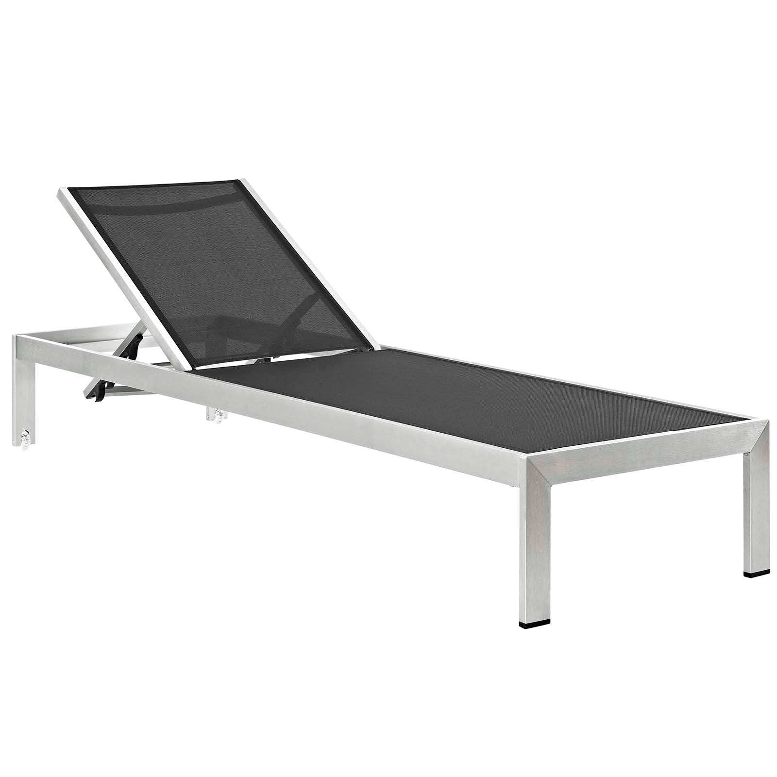 Modway Outdoor Loungers - Shore Chaise with Cushions Outdoor Patio Aluminum Set of 6 Silver Gray