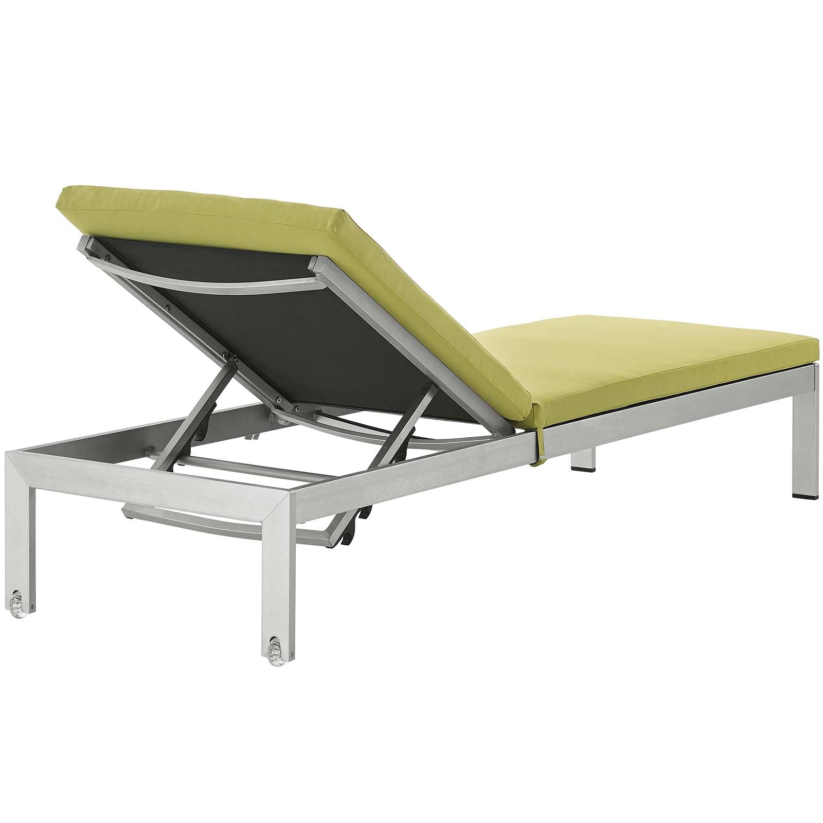 Shore Chaise with Cushions Outdoor Patio Aluminum Set of 6 Silver Peridot