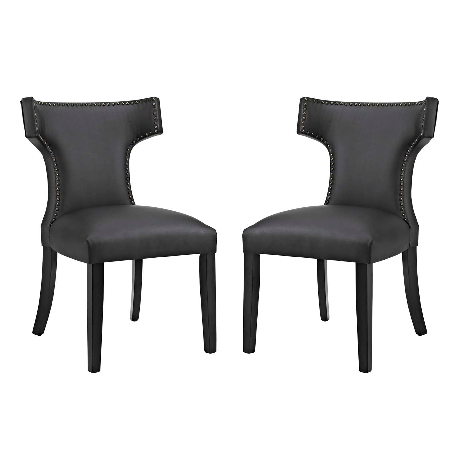 Modway Dining Chairs - Curve Dining Side Chair Vinyl Set of 2 Black