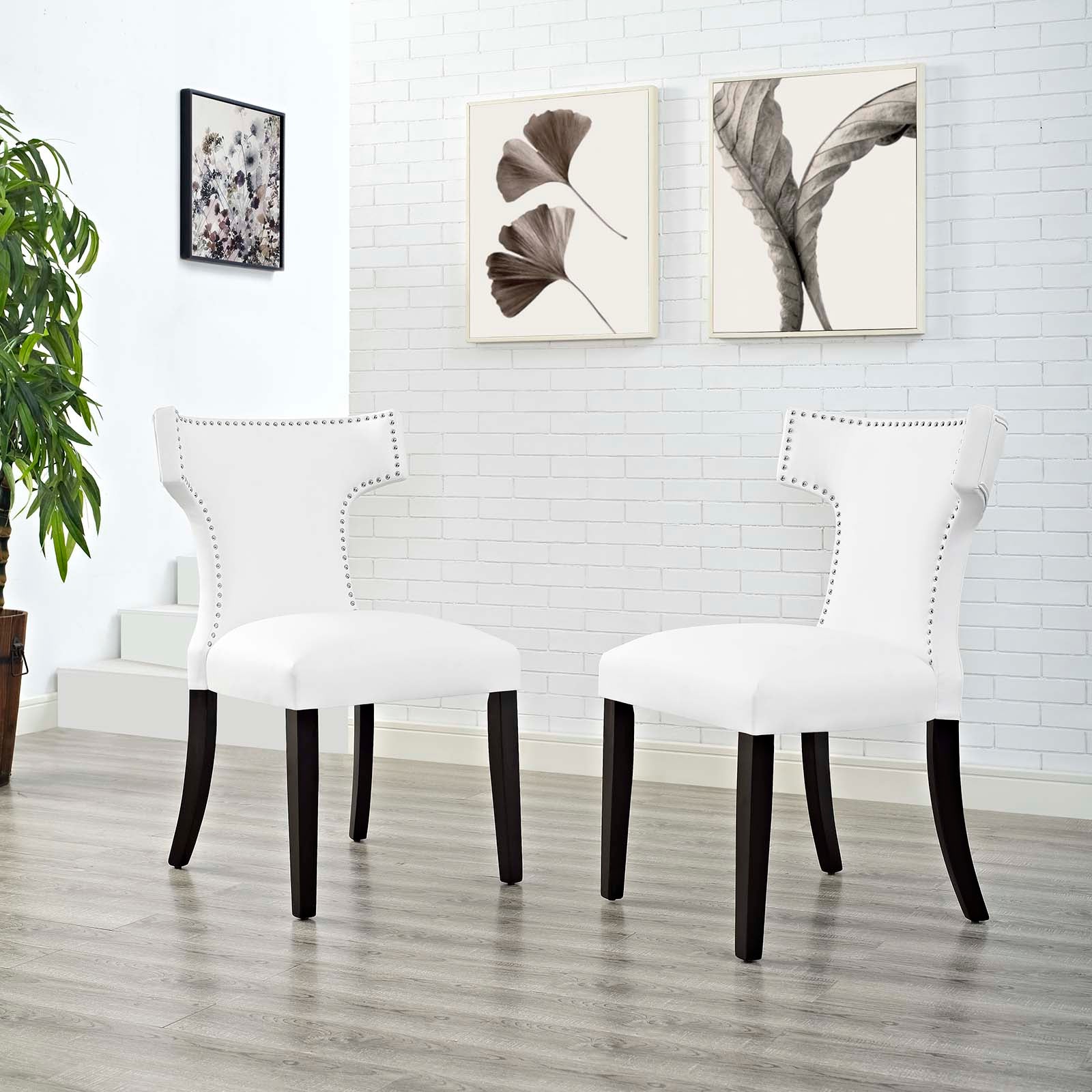 Modway Dining Chairs - Curve Dining Side Chair Vinyl ( Set of 2 ) White