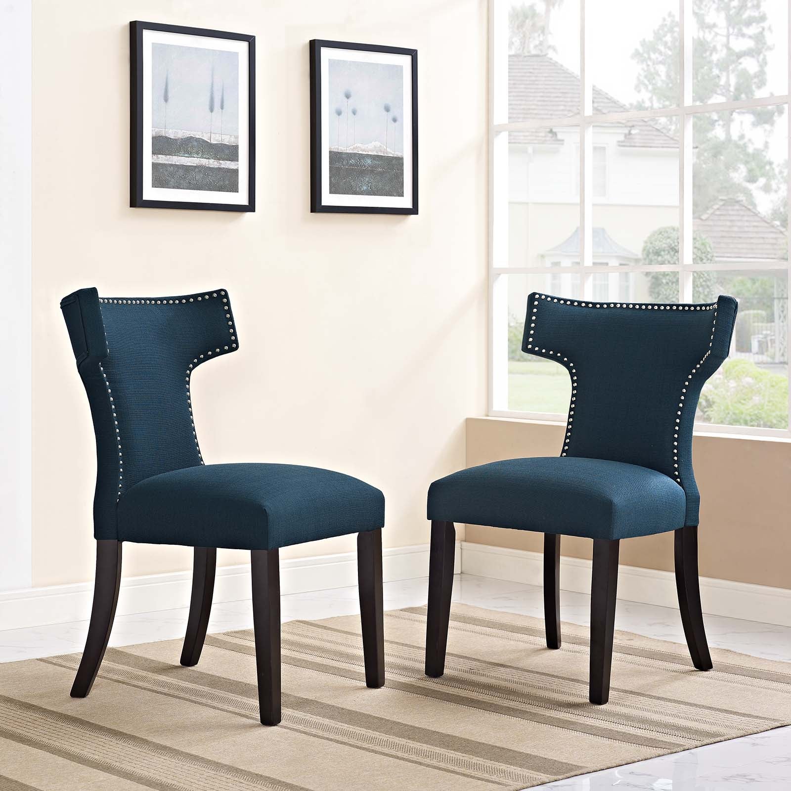 Modway Dining Chairs - Curve Dining Side Chair Fabric Set of 2 Azure