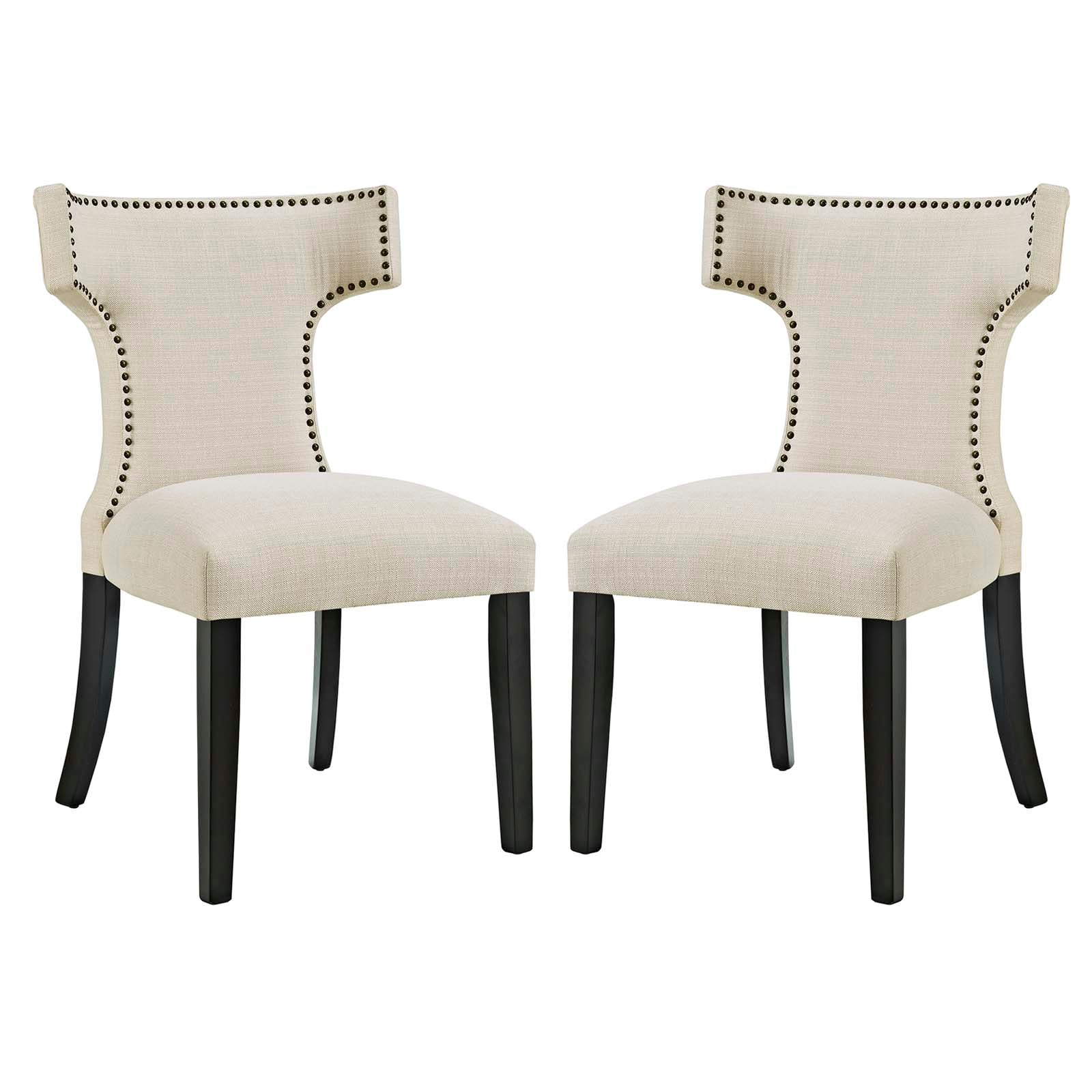 Modway Dining Chairs - Curve Dining Side Chair Fabric ( Set of 2 ) Beige
